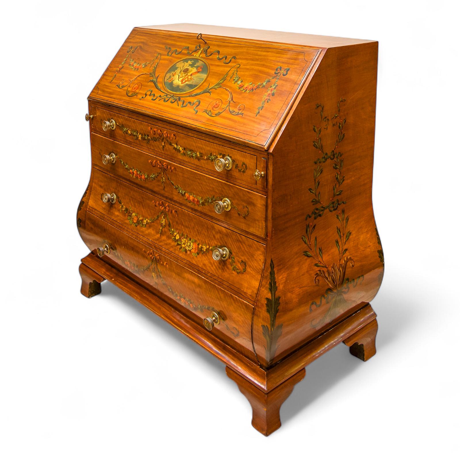 Antique Satinwood Painted Bureau / Chest (1 of 9) Antique Satinwood Painted Bureau / Chest (1 of 9)