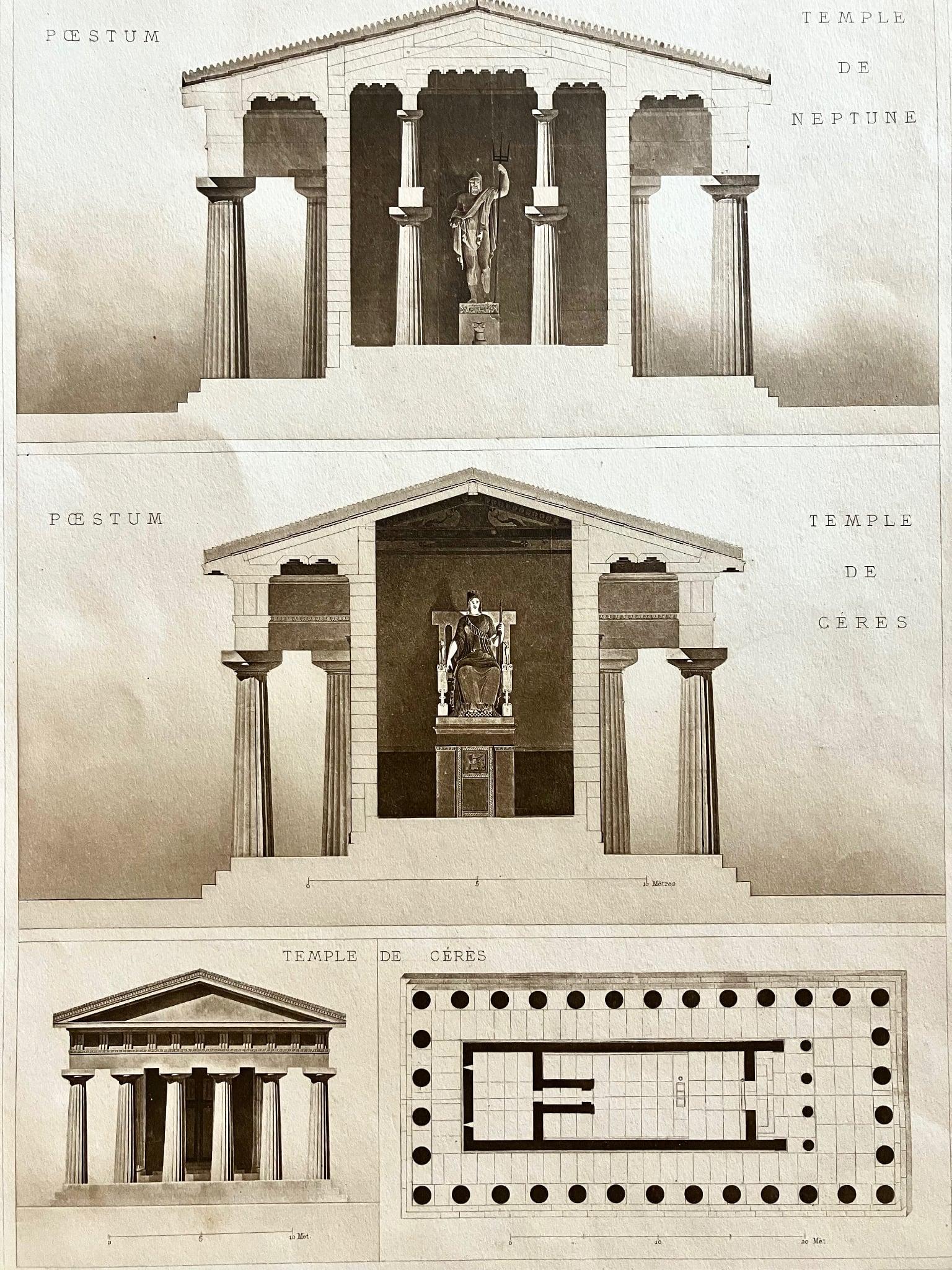 1890s Architectural Photogravure Temples of Neptune & Ceres Large Print Rome (1 of 2)