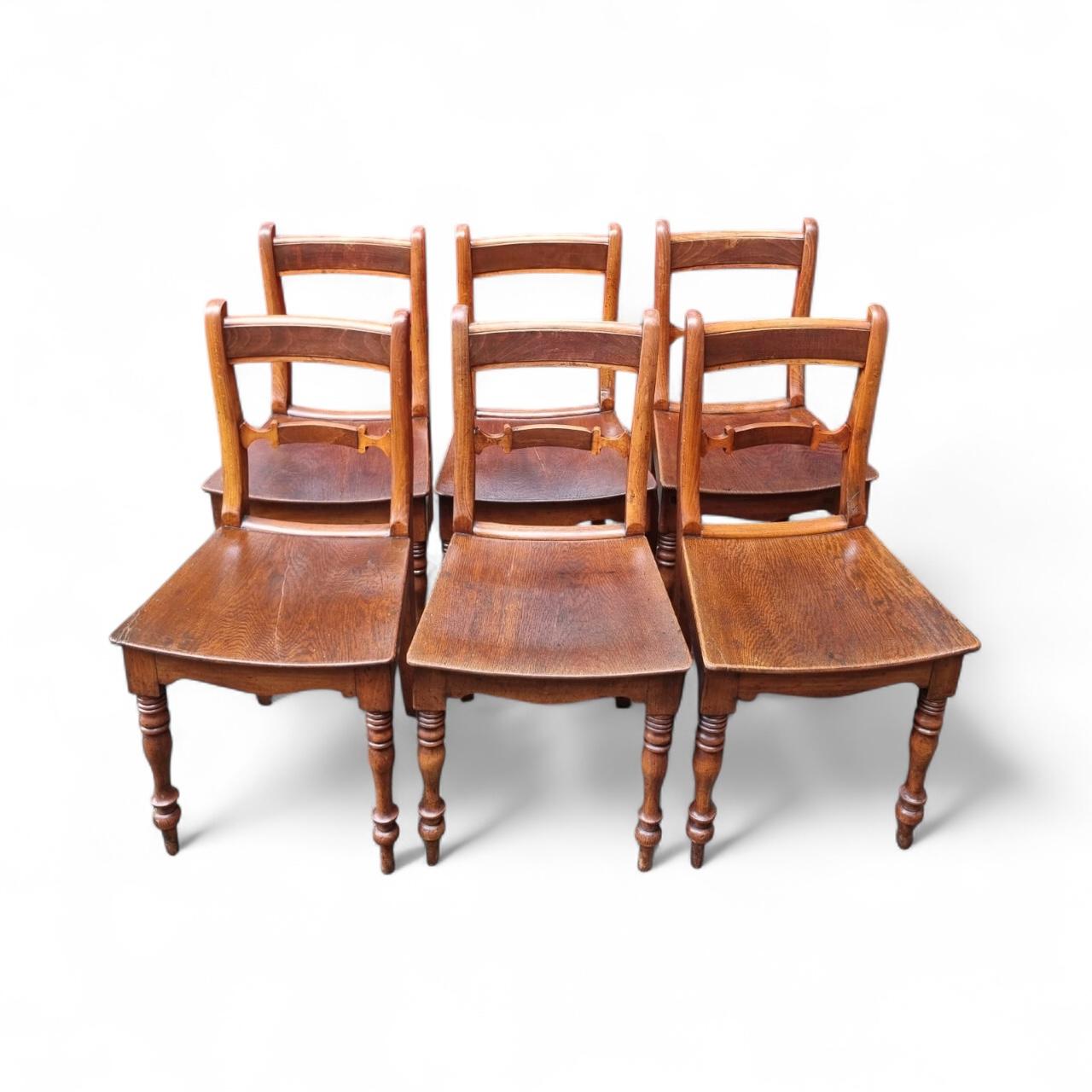 Antique Victorian Set of 6 Oak Dining Chairs Turned Legs (1 of 9)