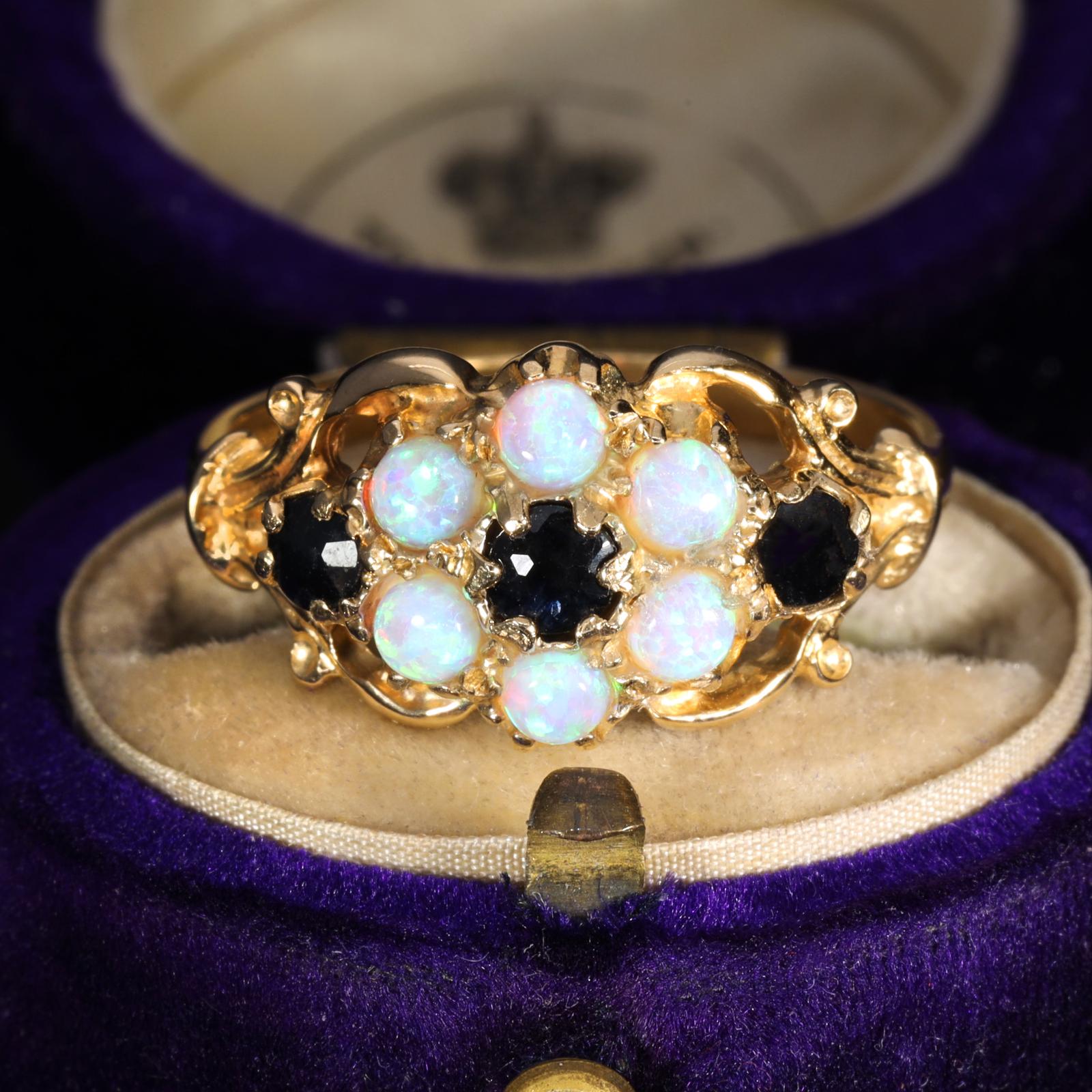 The Vintage Opal & Sapphire Bloom Ring (1 of 7)