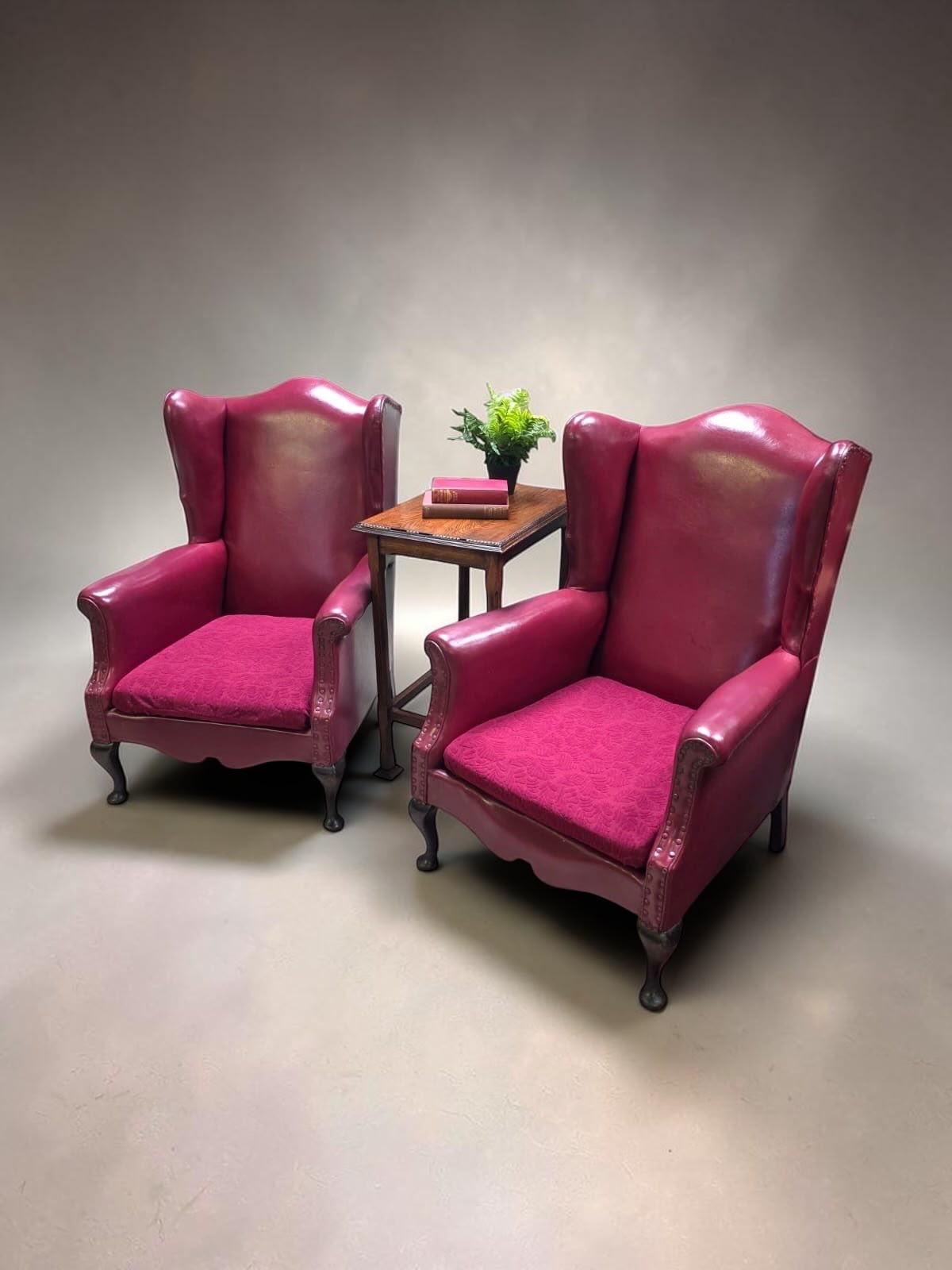 Antique Wingback Armchairs / Set of Two / C1930 (1 of 16) Antique Wingback Armchairs / Set of Two / C1930 (1 of 16)
