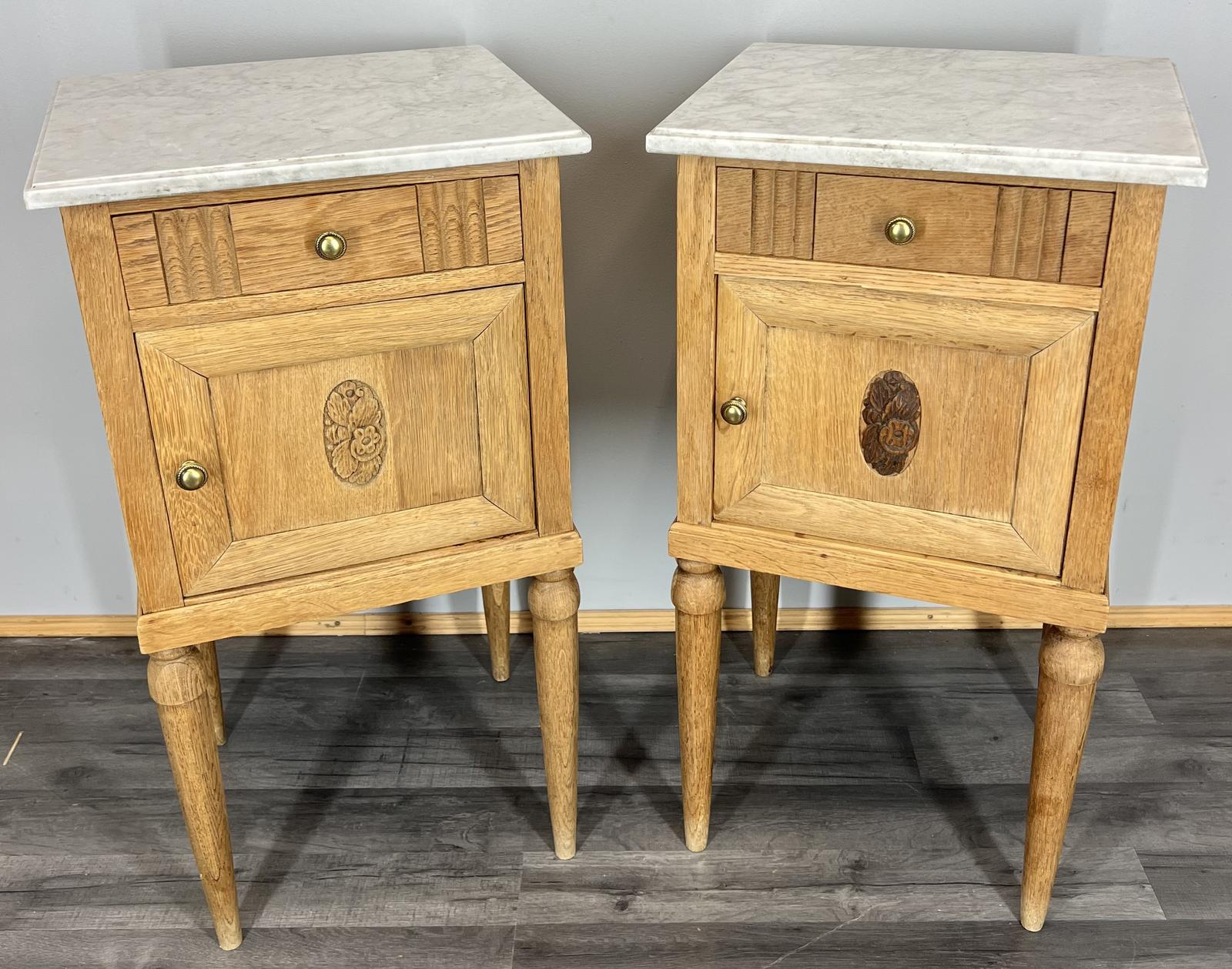 Bedside Tables Antique French Oak Pair Marble Top Cupboards Cabinets LOT 3957 (1 of 13) Bedside Tables Antique French Oak Pair Marble Top Cupboards Cabinets LOT 3957 (1 of 13)
