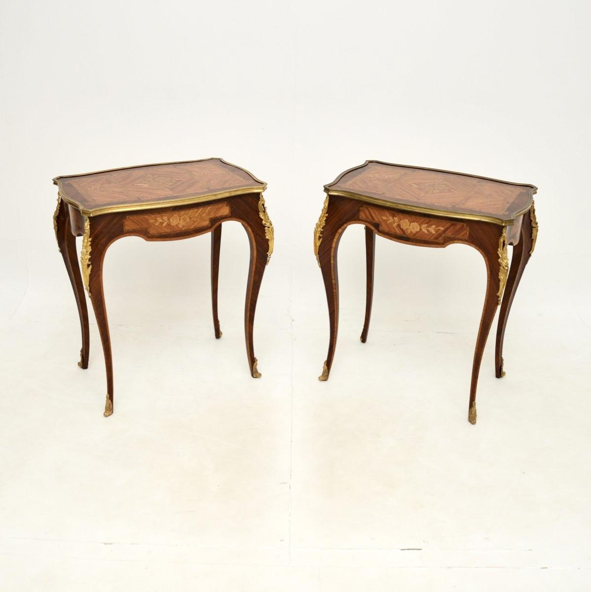 Pair of Antique French Inlaid Marquetry Side Tables (1 of 10) Pair of Antique French Inlaid Marquetry Side Tables (1 of 10)