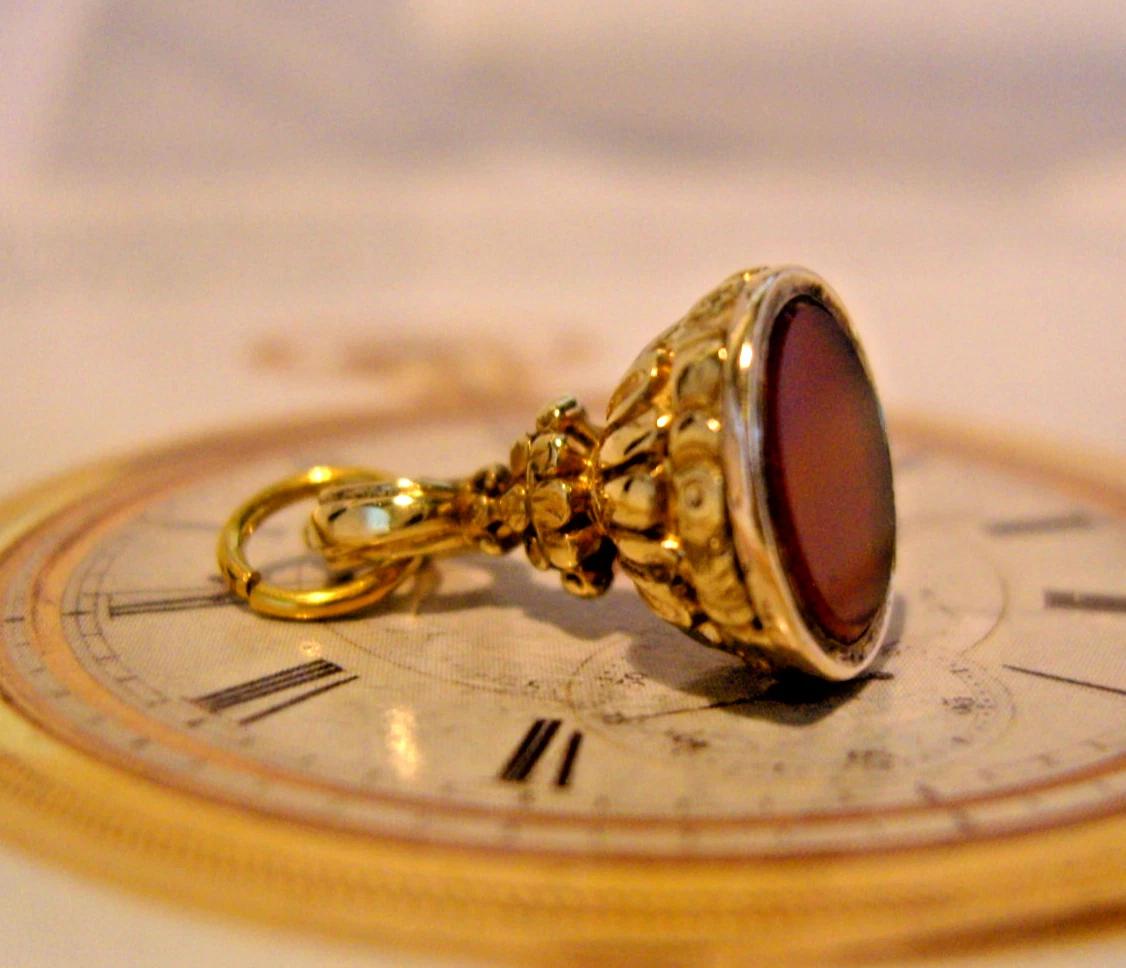 Pocket Watch Chain Fob Victorian 1ct Gold Filled & Carnelian Dainty 1890s (1 of 10) Pocket Watch Chain Fob Victorian 1ct Gold Filled & Carnelian Dainty 1890s (1 of 10)
