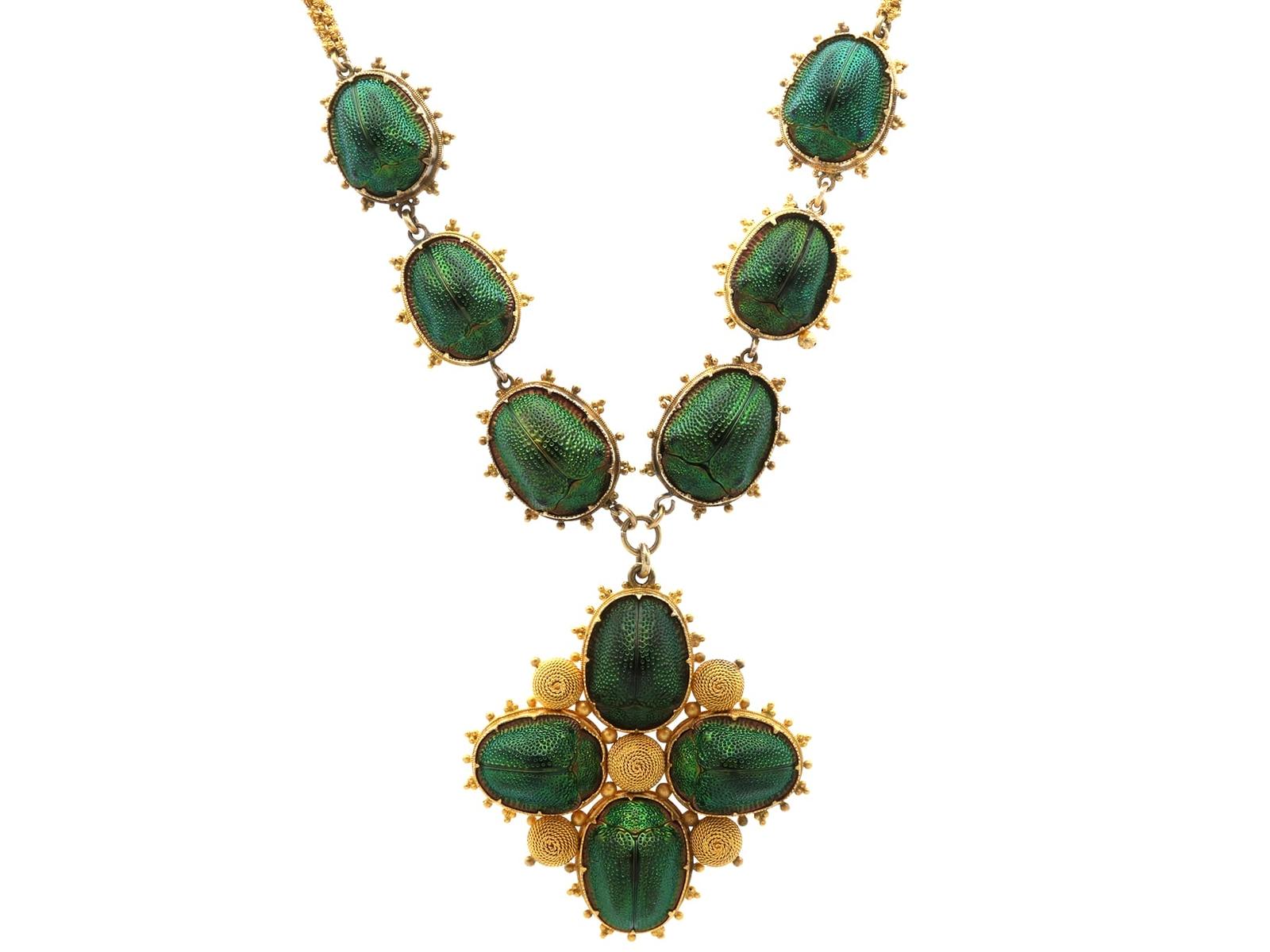 Antique Scarab Beetle & 22ct Yellow Gold Necklace c.1840 (1 of 12)