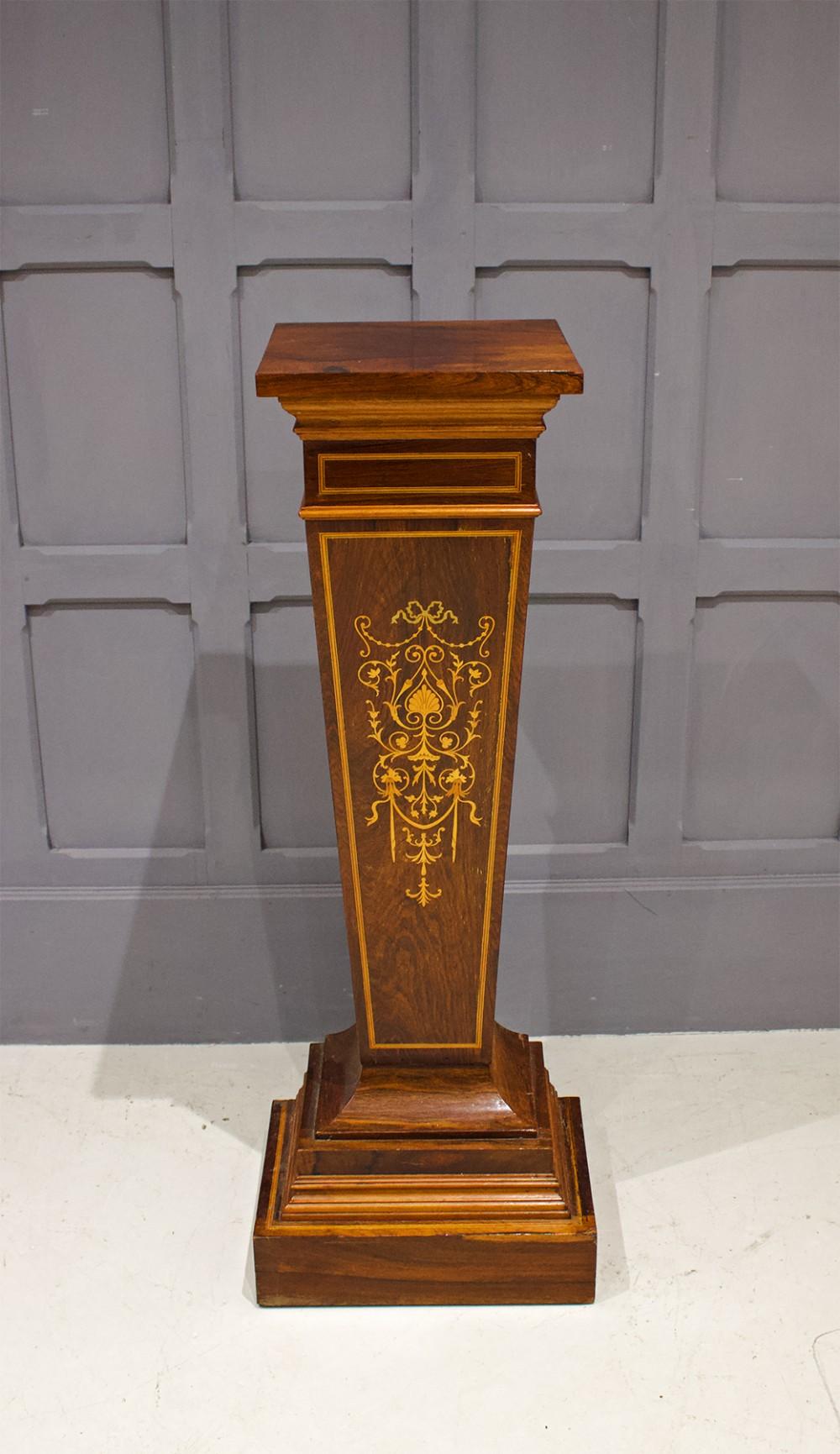 Rosewood & Marquetry Inlaid Pedestal Stand (1 of 3) Rosewood & Marquetry Inlaid Pedestal Stand (1 of 3)