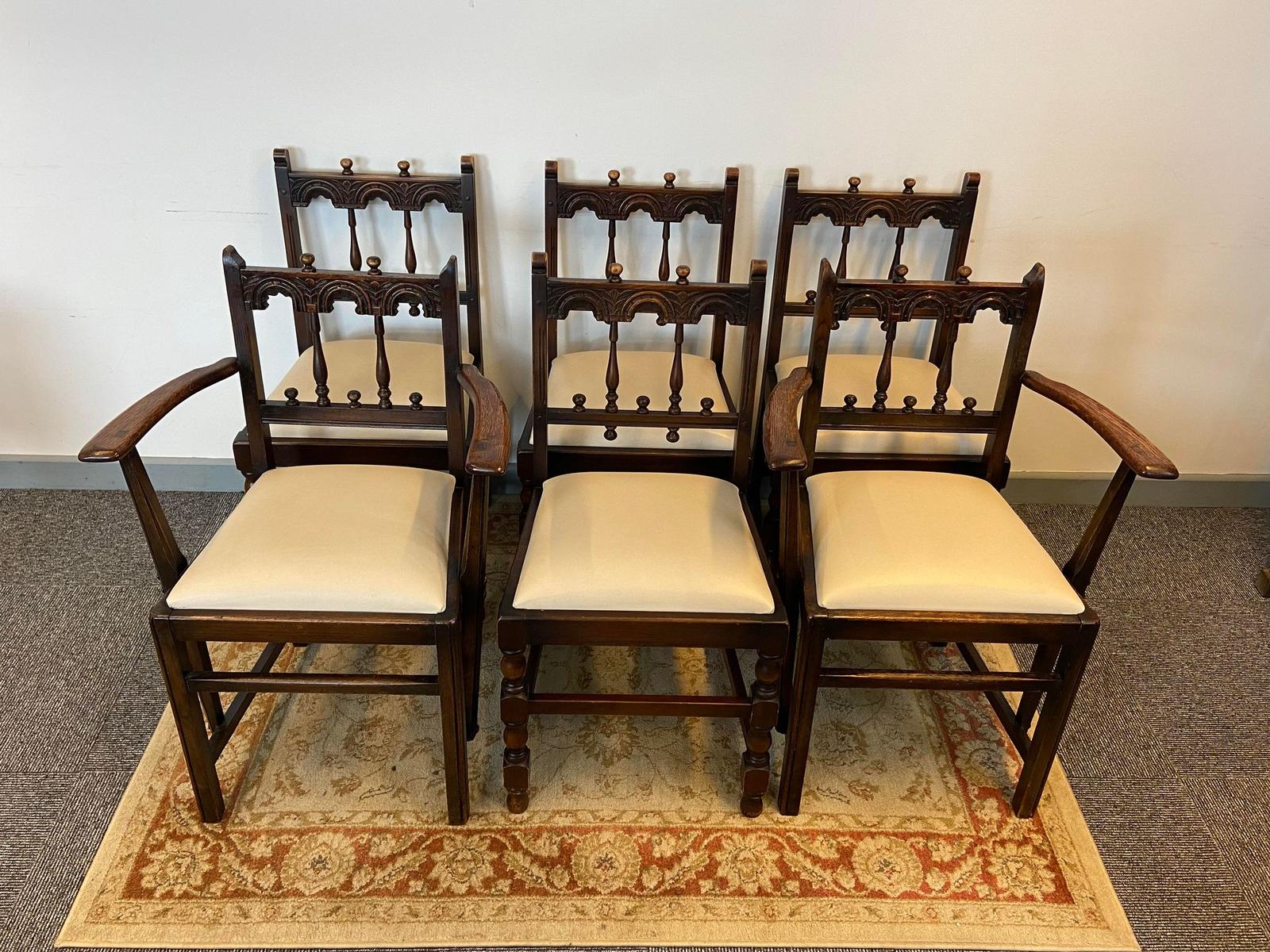 Vintage Ercol Yorkshire Low Back Dining Chairs / Set of 6 / Upholstered Seat 1970s LA441554