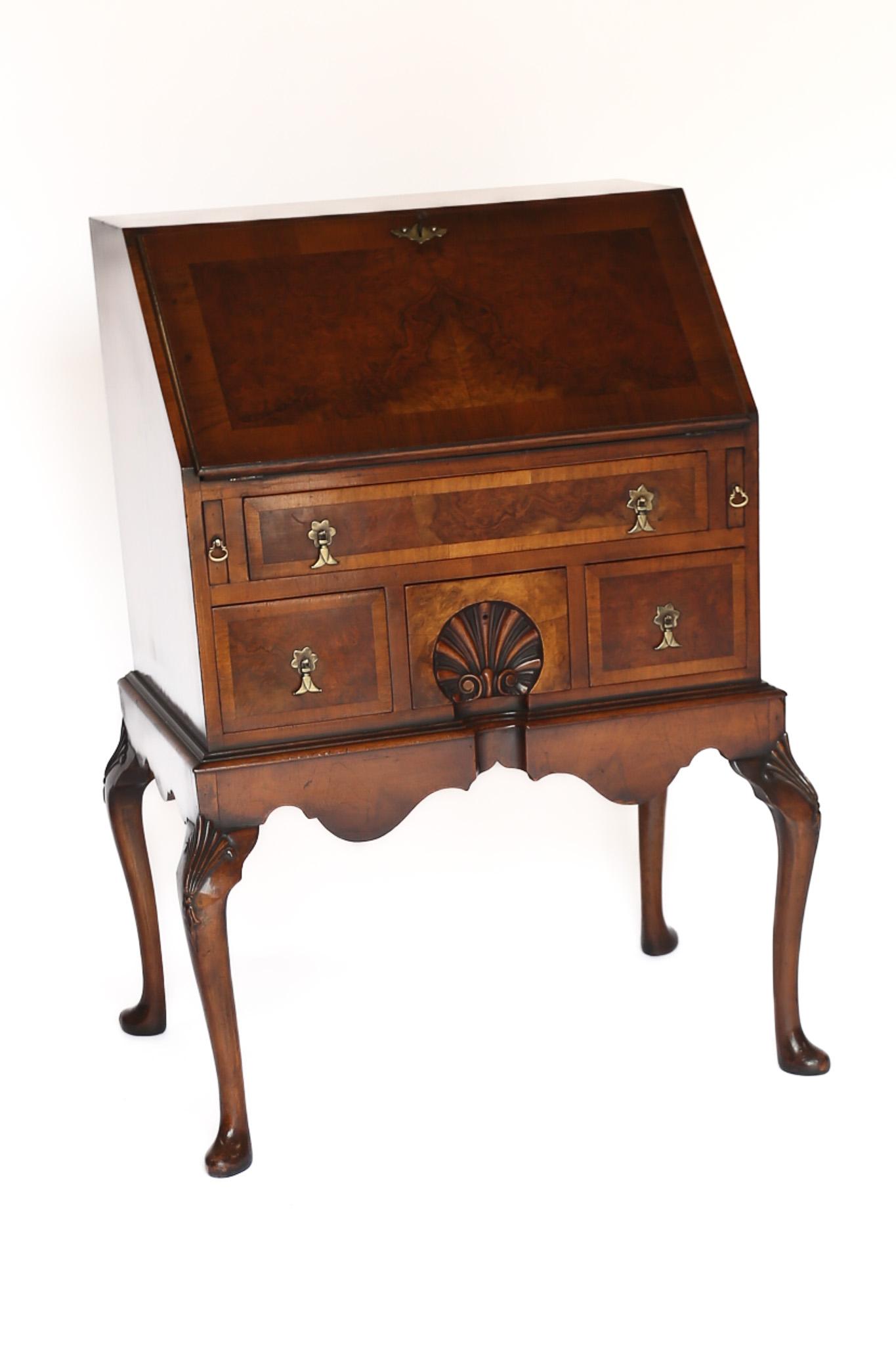 Georgian Style Walnut & Carved Bureau (1 of 10)