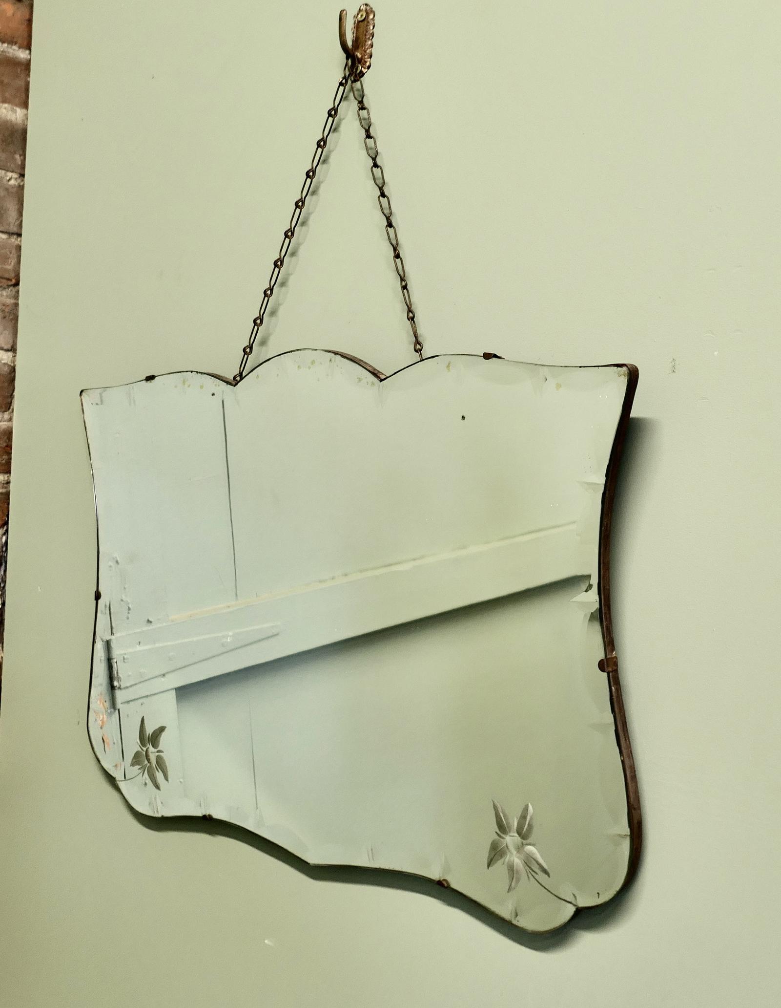 French Art Deco Wall Mirror Etched with Flowers (1 of 6) French Art Deco Wall Mirror Etched with Flowers (1 of 6)