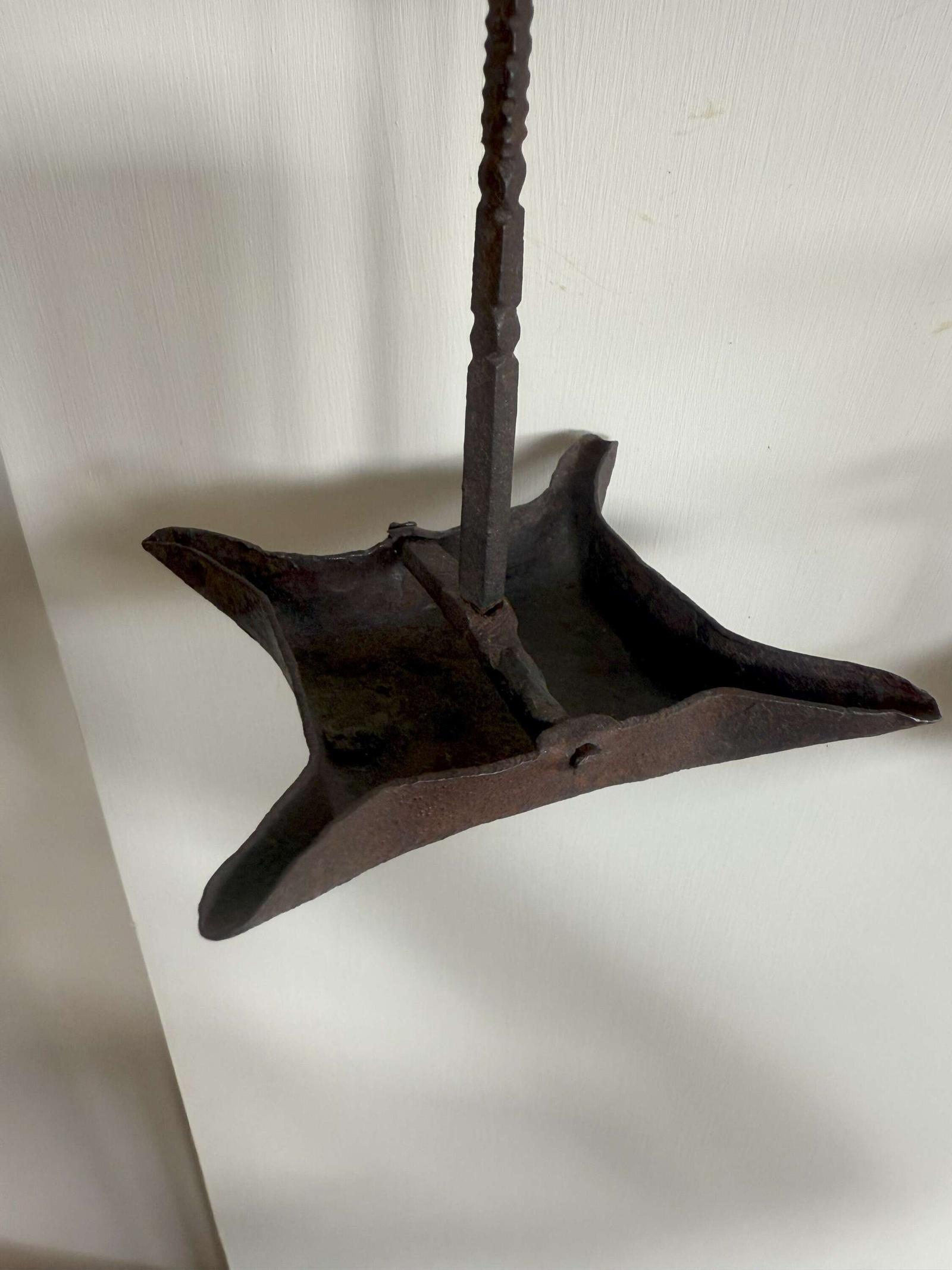 19th Century Scottish vernacular wrought iron craftsman 4 wick cruisie oil lamp (1 of 7)