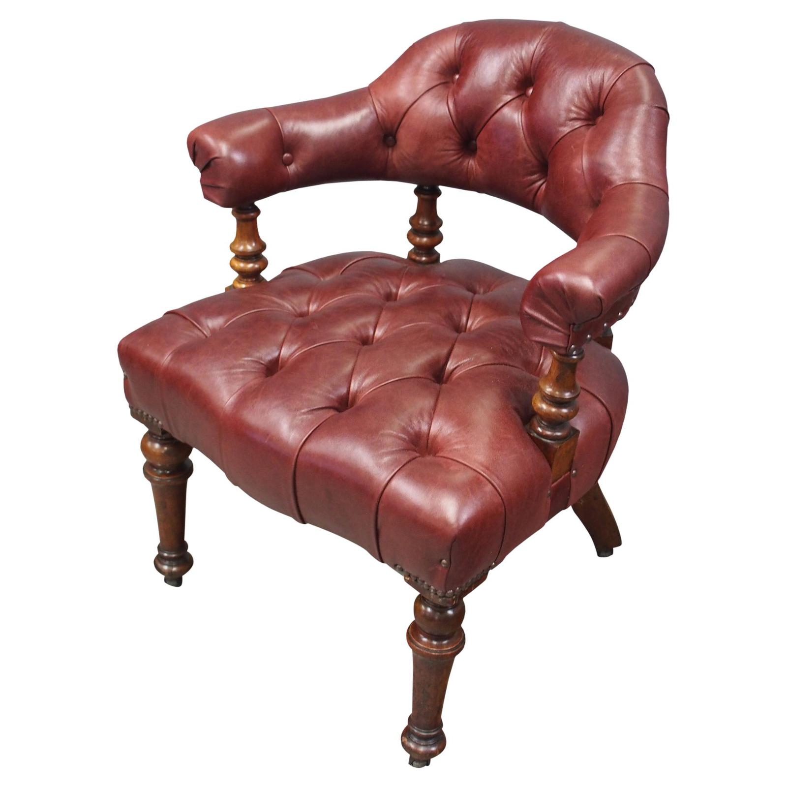 Victorian Walnut and Leather Office Chair (1 of 10) Victorian Walnut and Leather Office Chair (1 of 10)