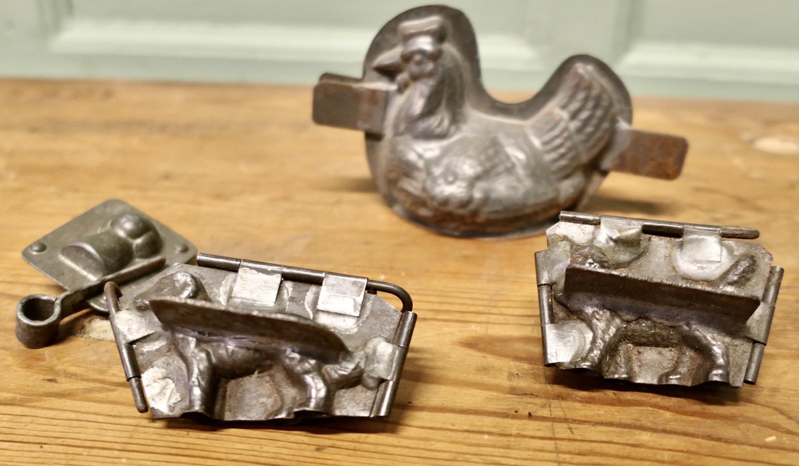 Four Early Chocolate Moulds, Chicken, Dog, Cat & Toque Blanche (1 of 7) Four Early Chocolate Moulds, Chicken, Dog, Cat & Toque Blanche (1 of 7)