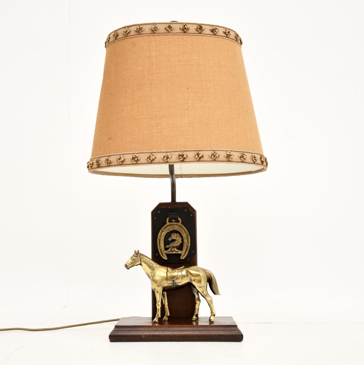 Antique Brass & Oak Equestrian Table Lamp (1 of 9) Antique Brass & Oak Equestrian Table Lamp (1 of 9)