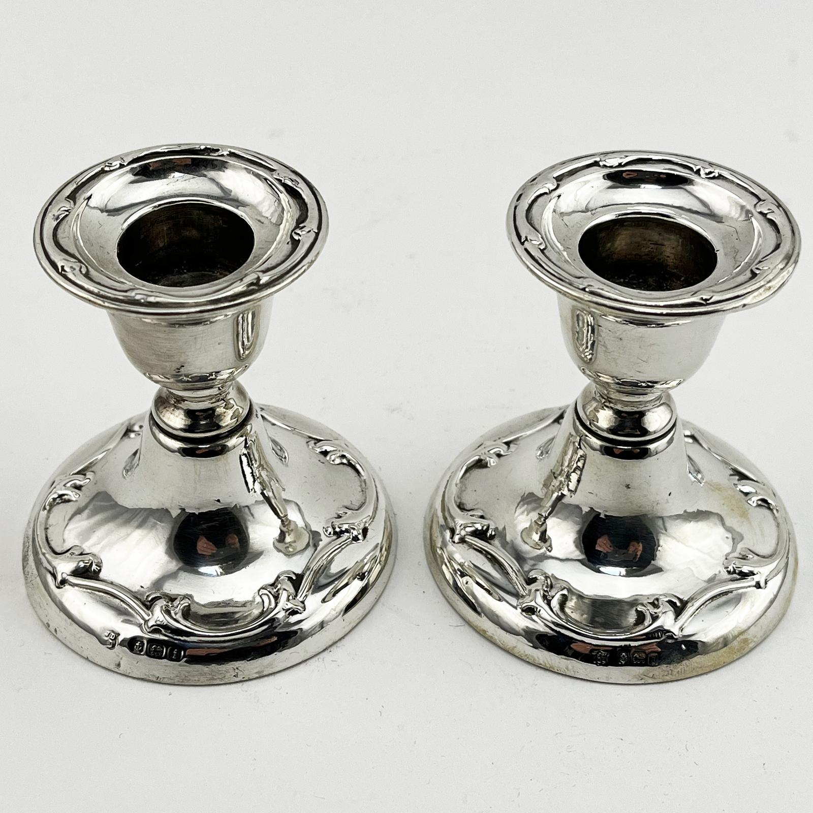Pair of Edwardian Sterling Silver Dwarf Candlesticks (1 of 6) Pair of Edwardian Sterling Silver Dwarf Candlesticks (1 of 6)