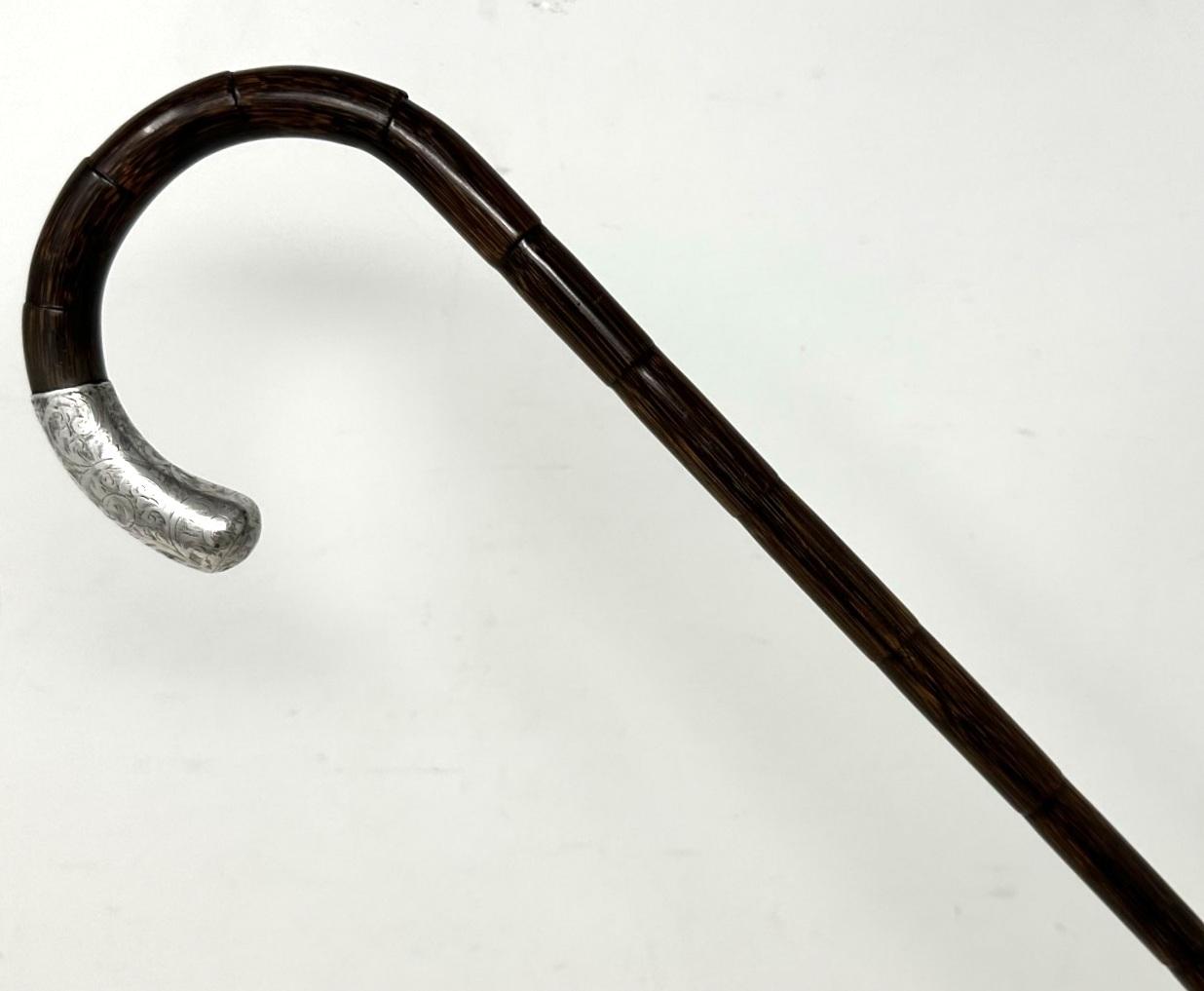 Superb Partridge Wood Walking Stick Jonathan Howell Silver Collar Mount Hallmark 1912 (1 of 9)