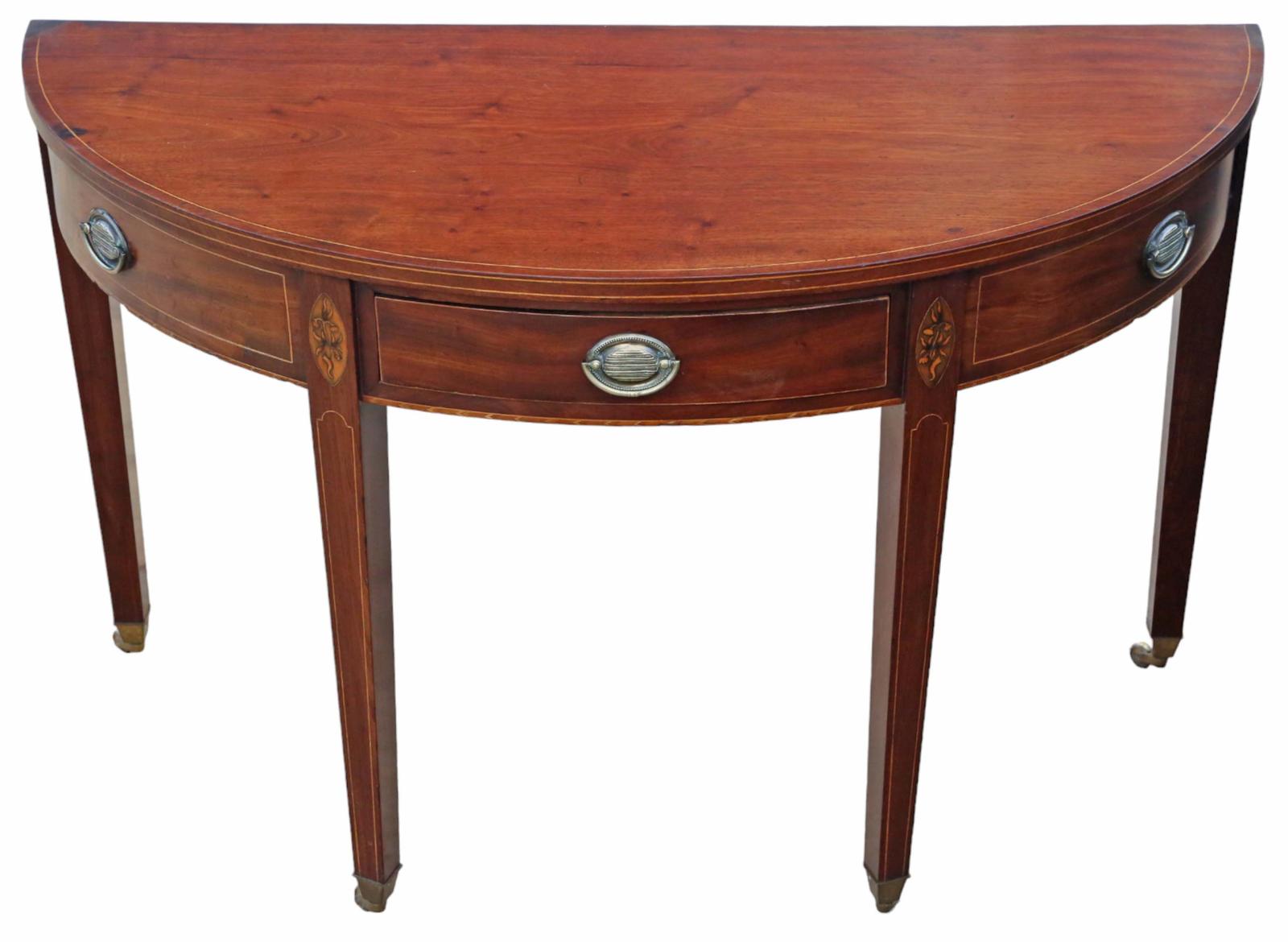 Antique Early 19th Century Inlaid Mahogany Demi-lune Console Table (1 of 9)