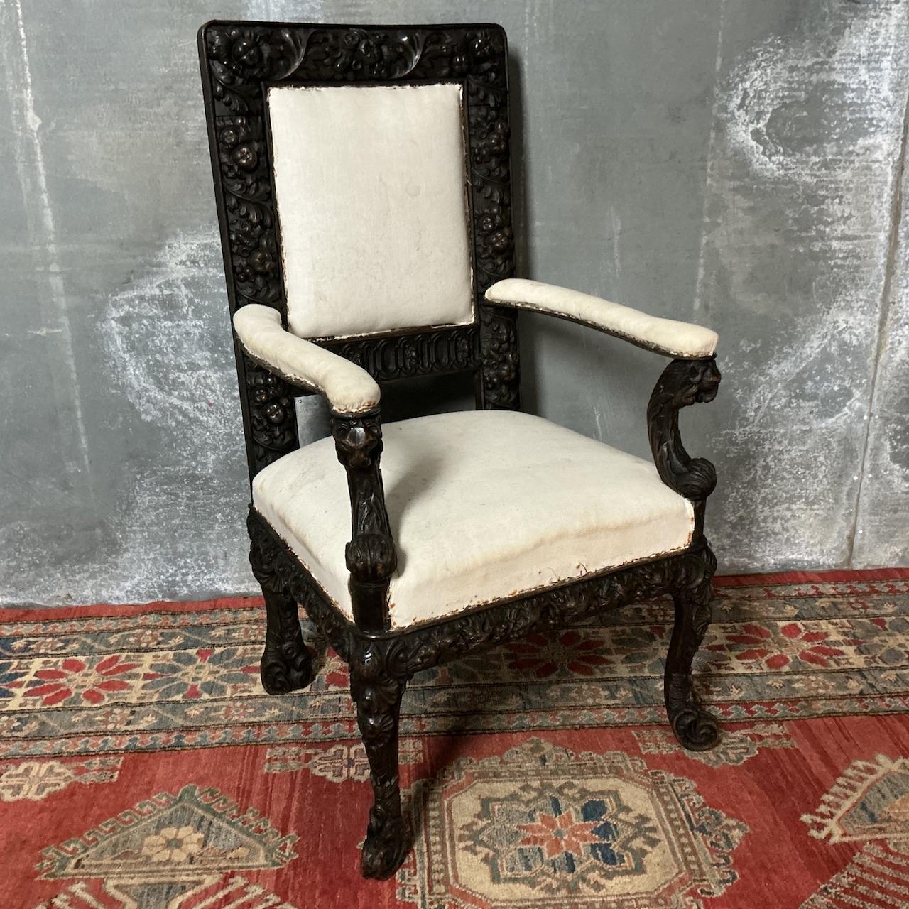 Pair of Italian Baroque Style Hall Armchairs (1 of 8) Pair of Italian Baroque Style Hall Armchairs (1 of 8)