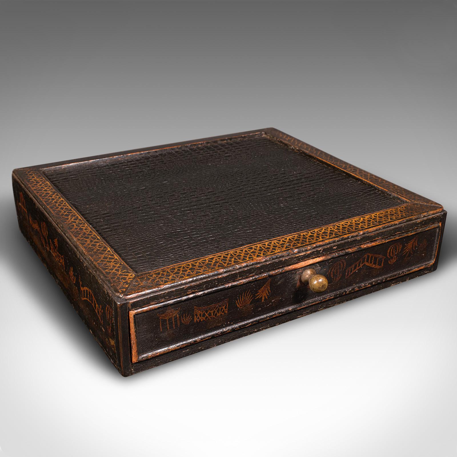 Antique Desk Drawer, Japanese Ebonised Pine Desktop Folio, Victorian, Edo Period (1 of 11)