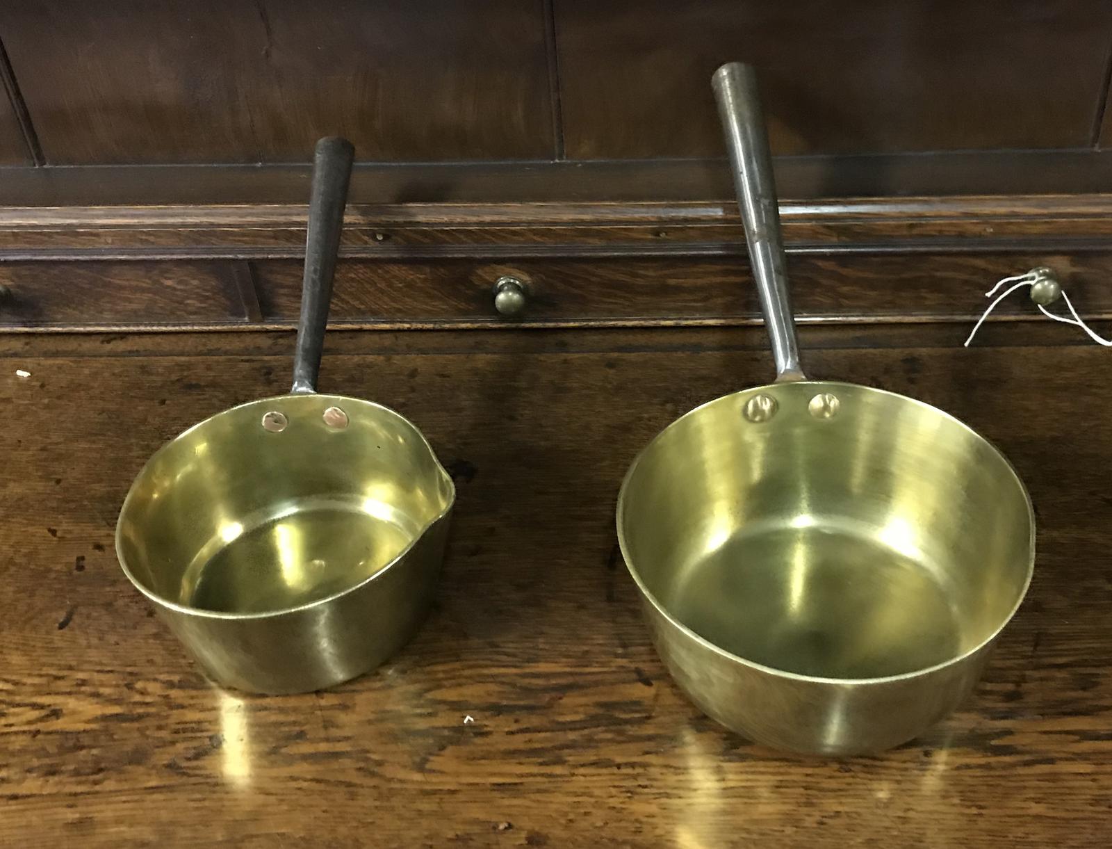 Two Georgian Brass & Steel Pans (1 of 1) Two Georgian Brass & Steel Pans (1 of 1)