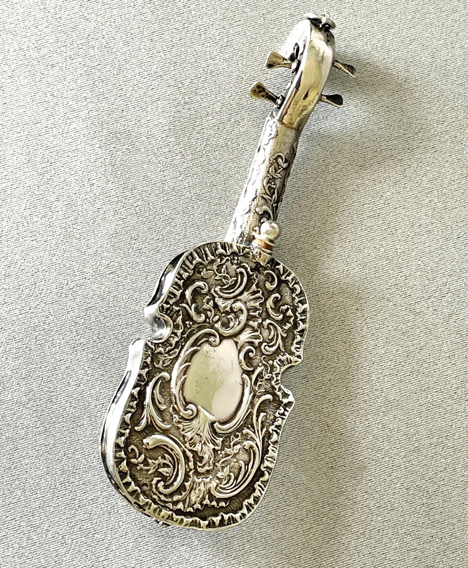 Rare Dutch Silver  Violin Scent Bottle (1 of 7)