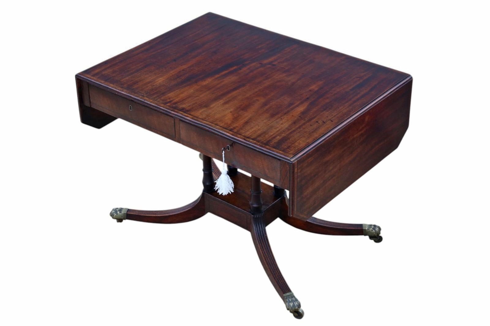 Antique Mahogany Pedestal Sofa or Dining Table – Fine Quality 19th Century Occasional Side Table c.1825 (1 of 10)