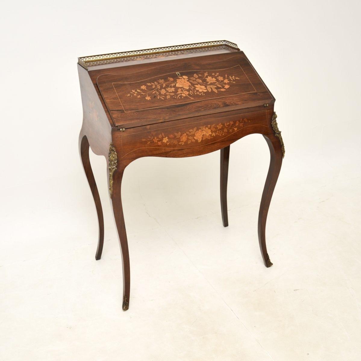 Antique Victorian Inlaid Rosewood Bureau (1 of 12)