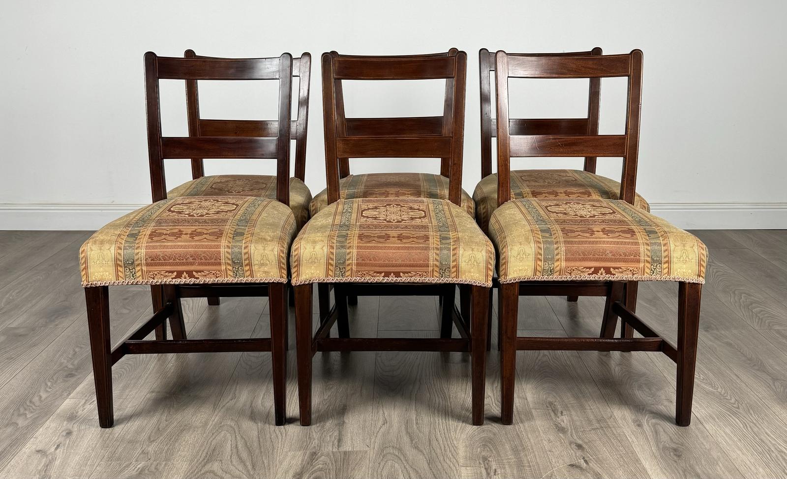 Antique 18th Century Set of 6 Inlaid Dining Chairs in Mahogany (1 of 9) Antique 18th Century Set of 6 Inlaid Dining Chairs in Mahogany (1 of 9)