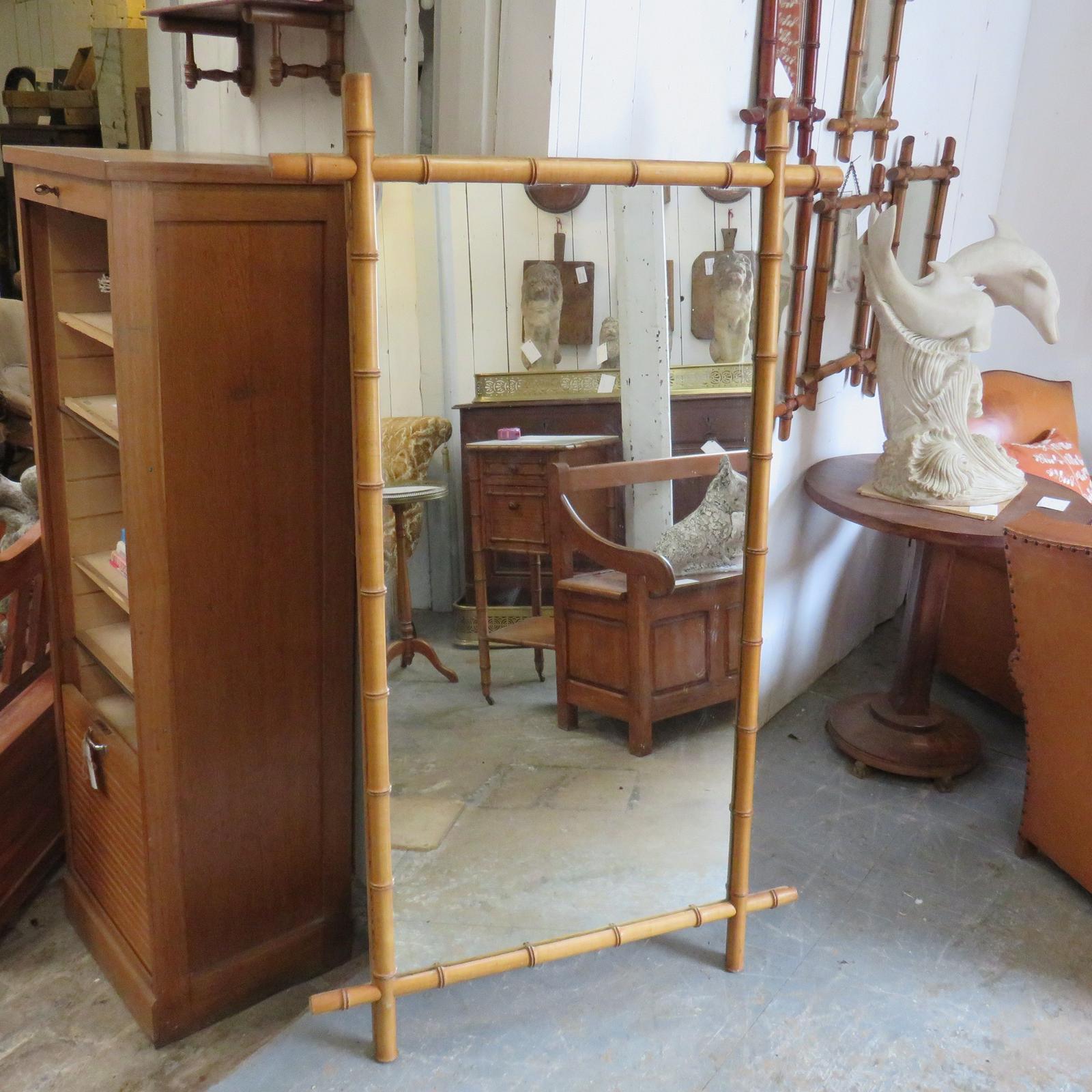 Large Antique Faux Bamboo Mirror (1 of 6) Large Antique Faux Bamboo Mirror (1 of 6)