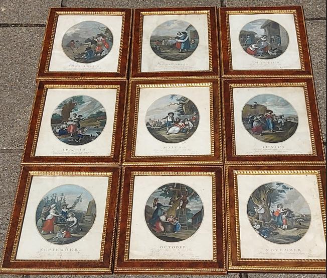 Set of Nine French Engravings of the Month of the Year (1 of 15)