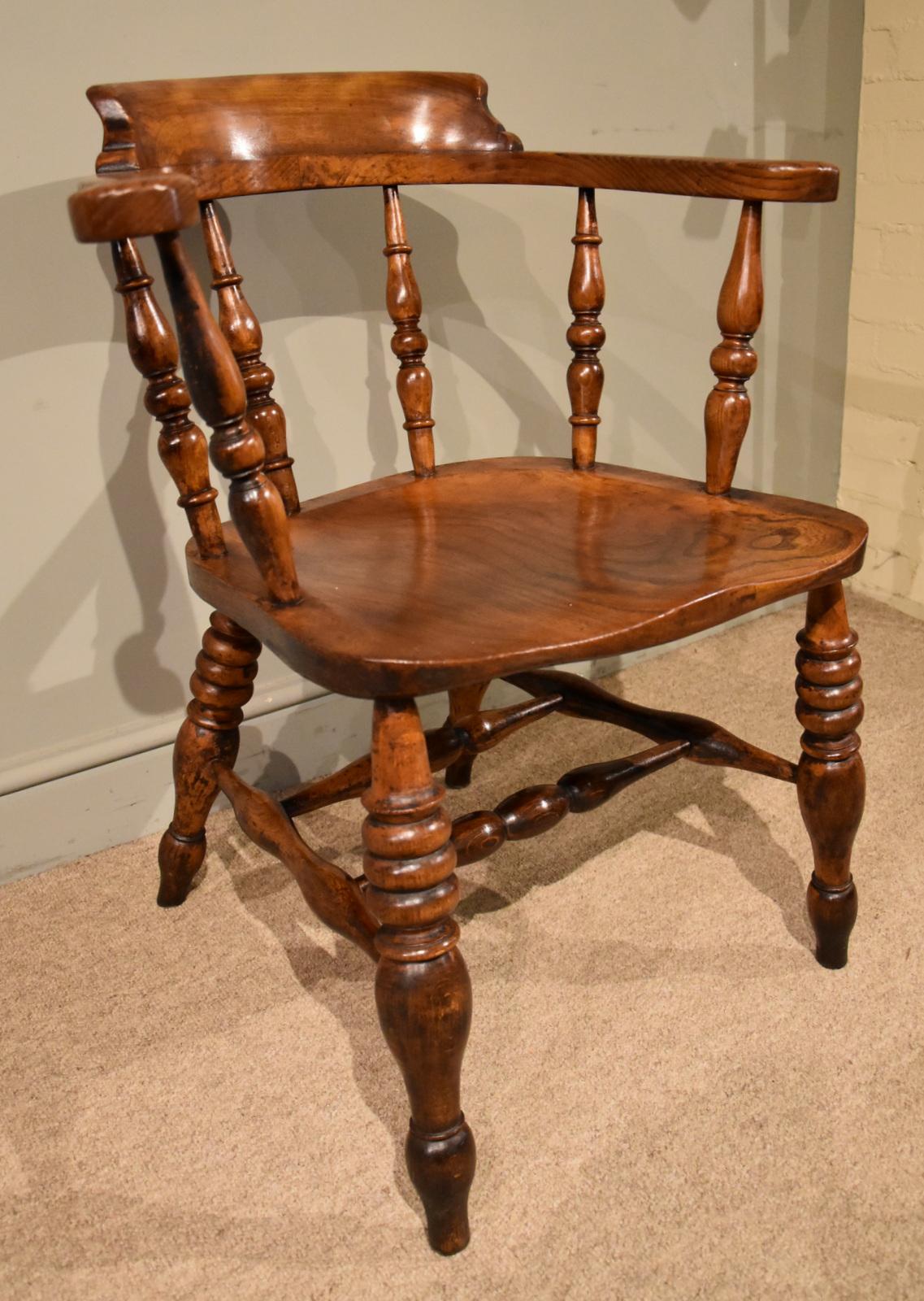 Elm Beech Smokers Bow Armchair / Desk Chair (1 of 7) Elm Beech Smokers Bow Armchair / Desk Chair (1 of 7)