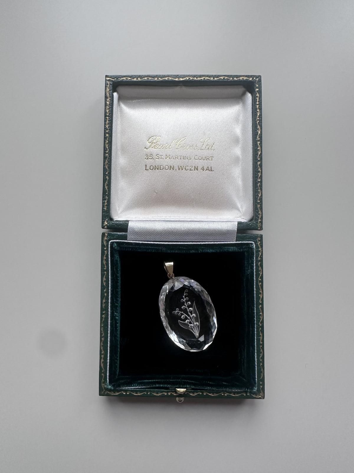 Rock Crystal Pendant with Lily of Valley Engraving (1 of 6)