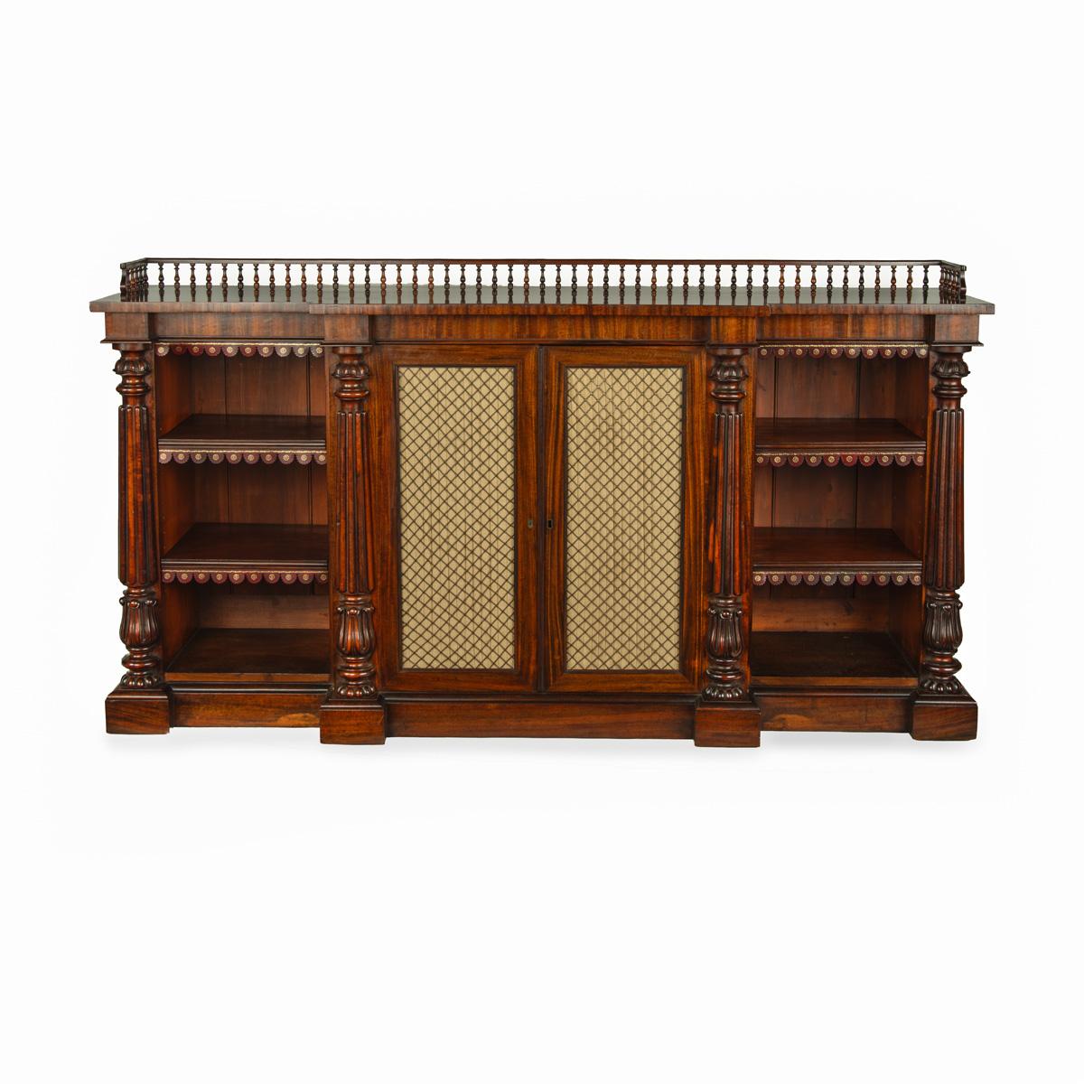 A Late William IV Rosewood Breakfront Open Bookcase, by Gillows (1 of 12)