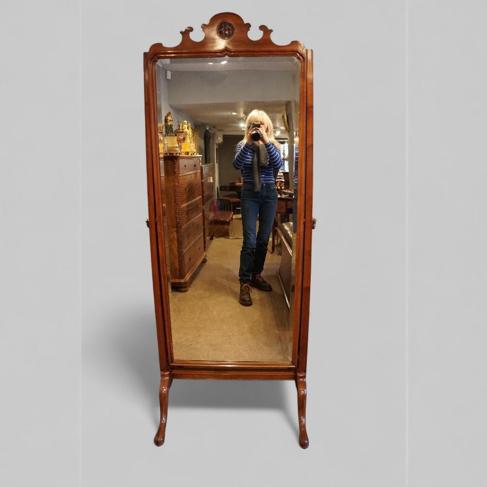 Edwardian Mahogany Cheval Mirror (1 of 7)