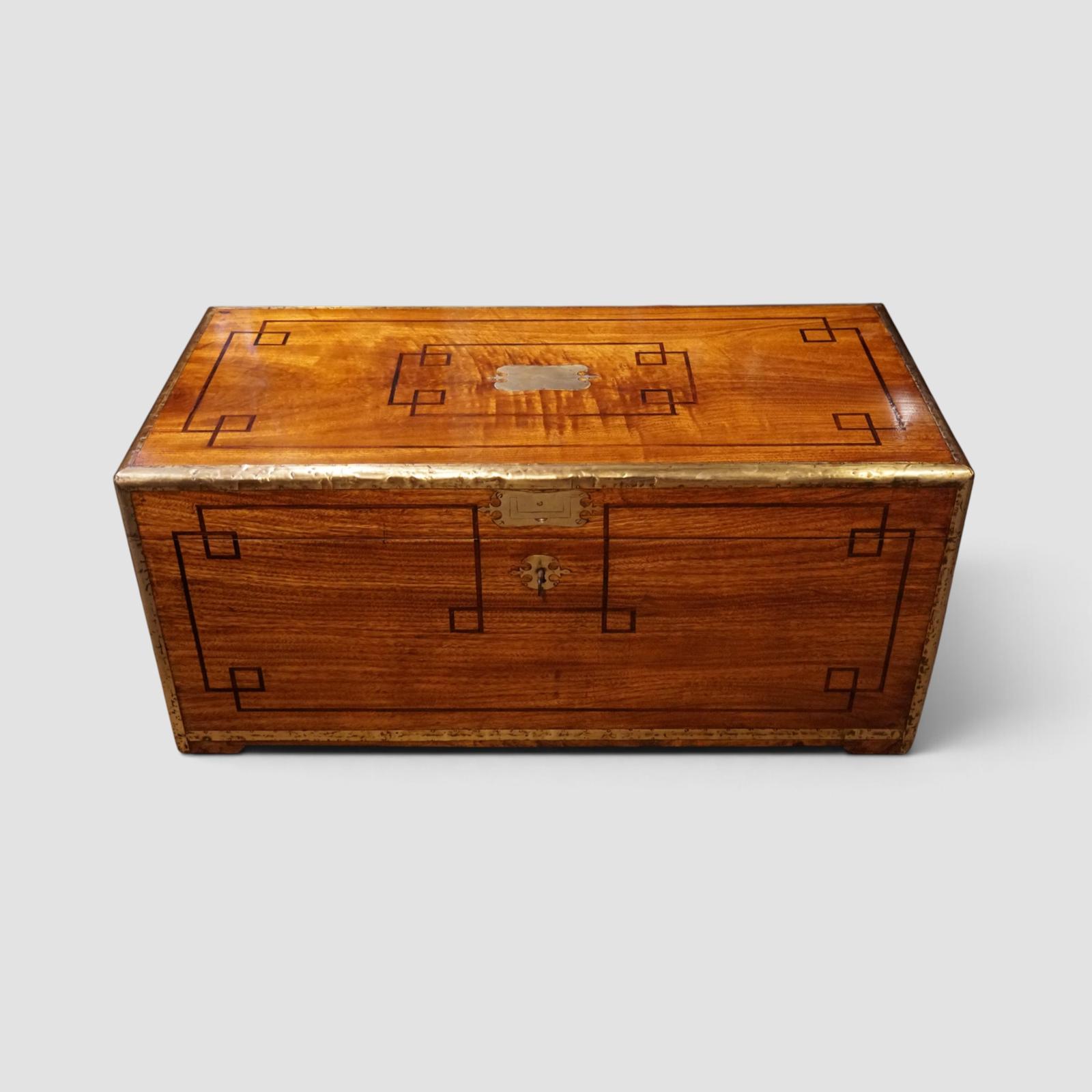 Victorian Camphor Wood Campaign Chest with Rare Bell Lock - 19th Century Military Trunk (1 of 12) Victorian Camphor Wood Campaign Chest with Rare Bell Lock - 19th Century Military Trunk (1 of 12)