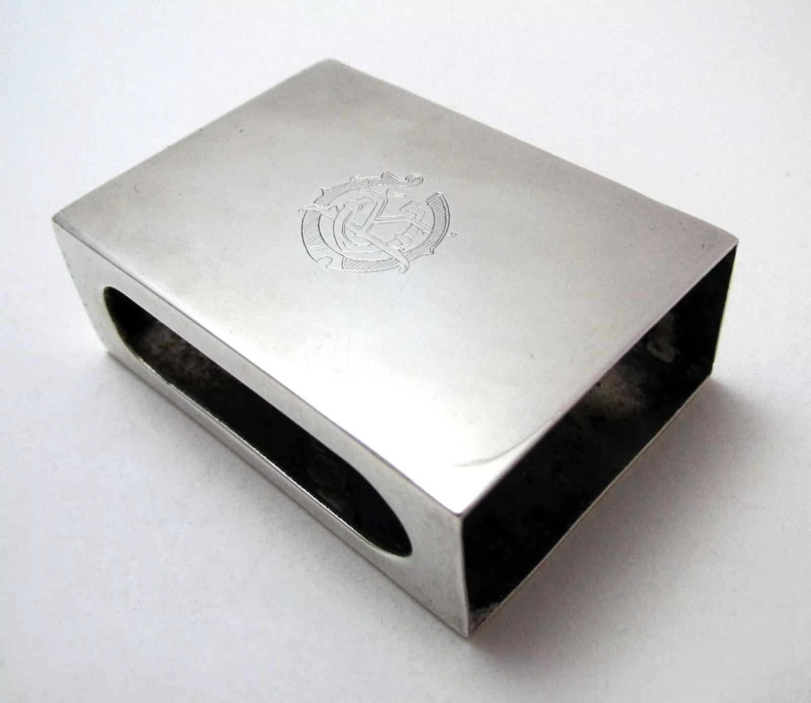 Rare Karachi Anglo Indian Colonial Antique Solid Sterling Silver Matchbox Cover Holder. J Manikrai & Sons (1 of 7)