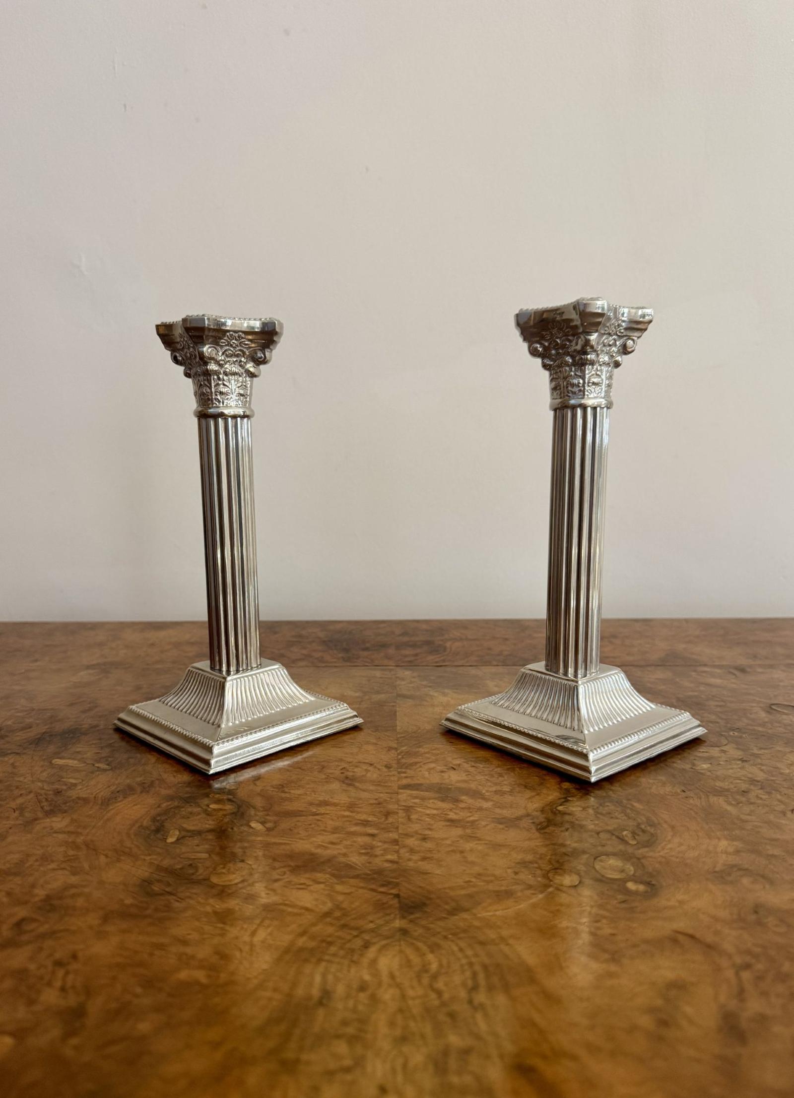 Pretty Pair of Antique Edwardian Silver Plated Candlesticks (1 of 5) Pretty Pair of Antique Edwardian Silver Plated Candlesticks (1 of 5)