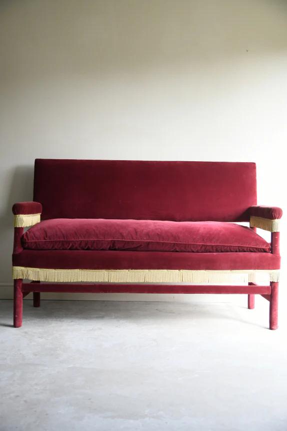 Upholstered Red Velvet Bench (1 of 12)