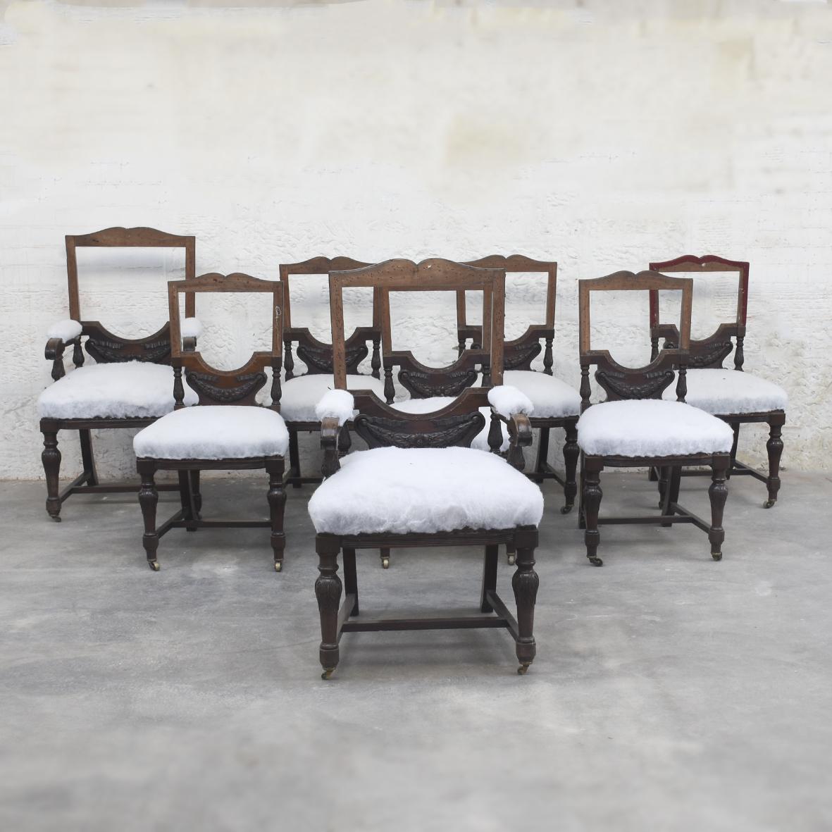 8 Fine Carved Mahogany Dining Chairs in The Renaissance Style by Jenners of Edinburgh (1 of 6)