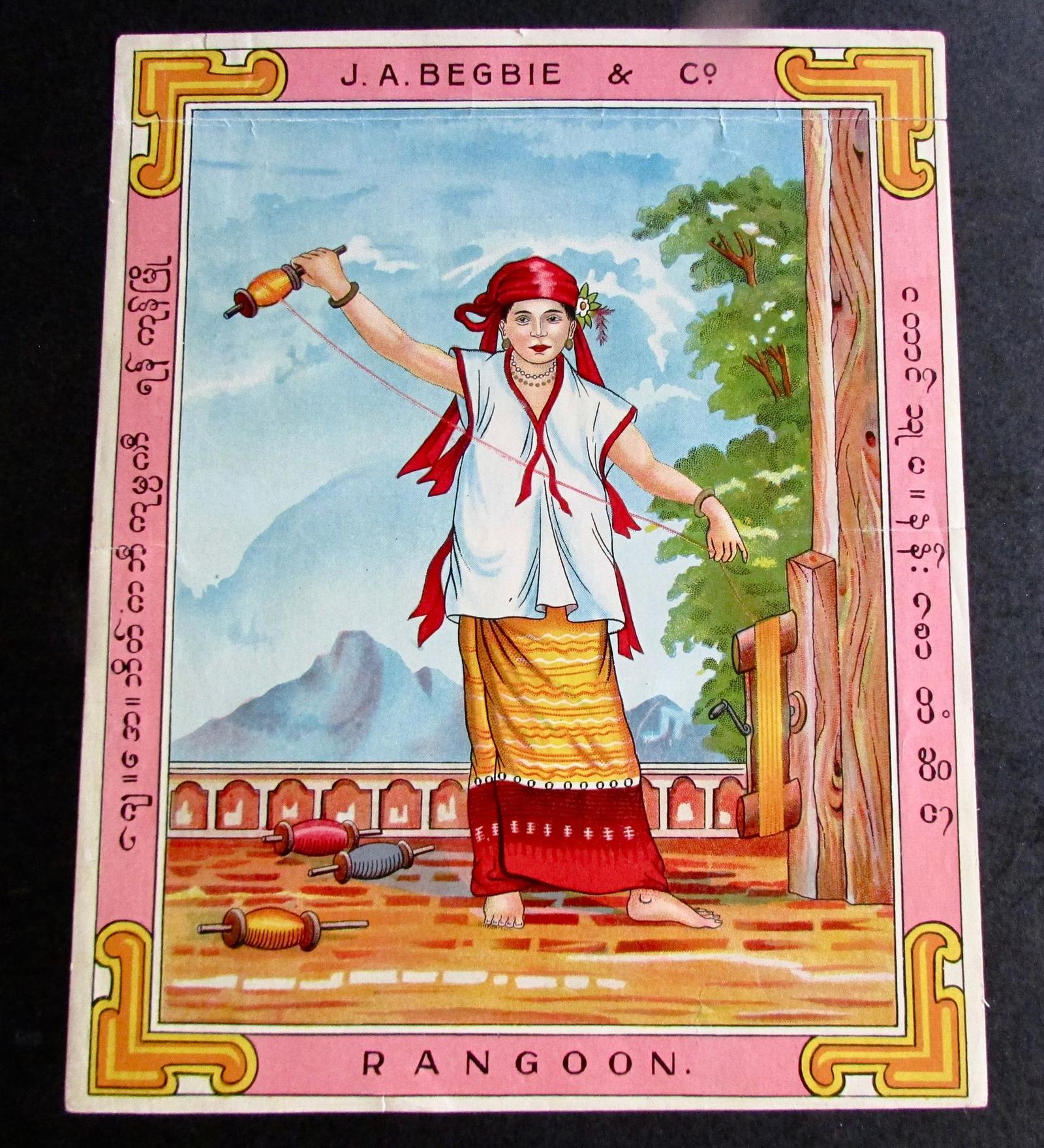 1920's Packaging Adverting Label  From Rangoon for J. A. Begbie & Co (1 of 2)