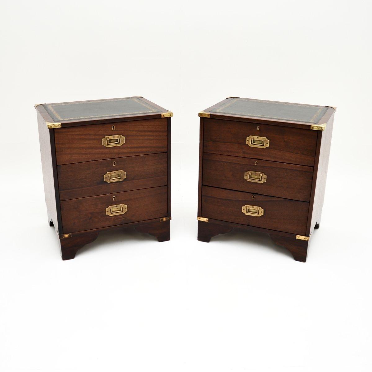 Pair of Military Campaign Style Mahogany Bedside Chests (1 of 10) Pair of Military Campaign Style Mahogany Bedside Chests (1 of 10)