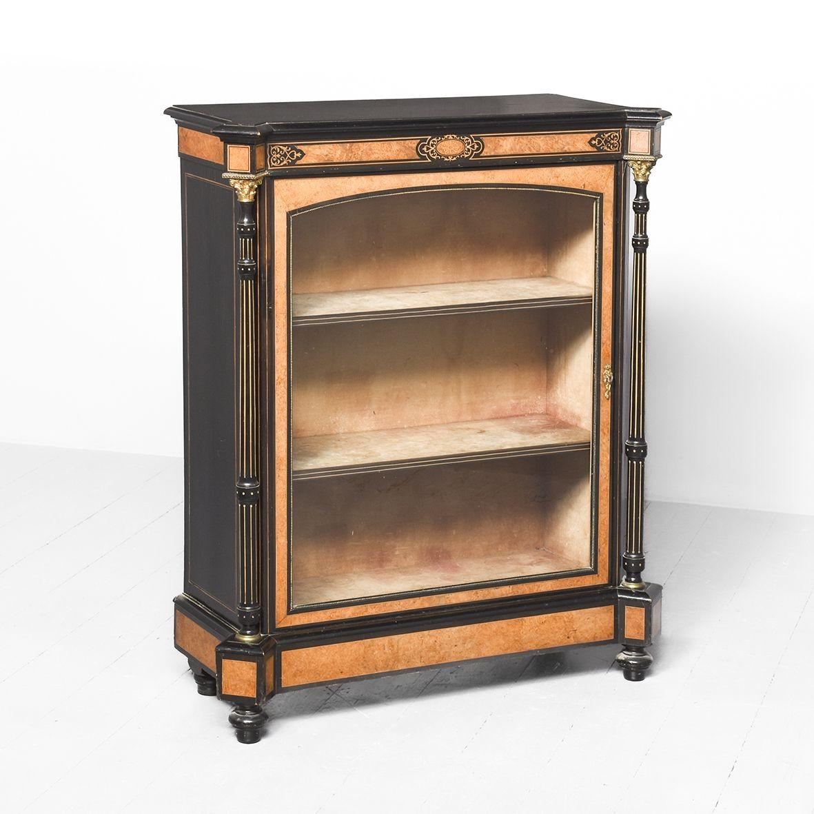 Victorian Ebonized, Walnut & Amboyna Cabinet (1 of 9)