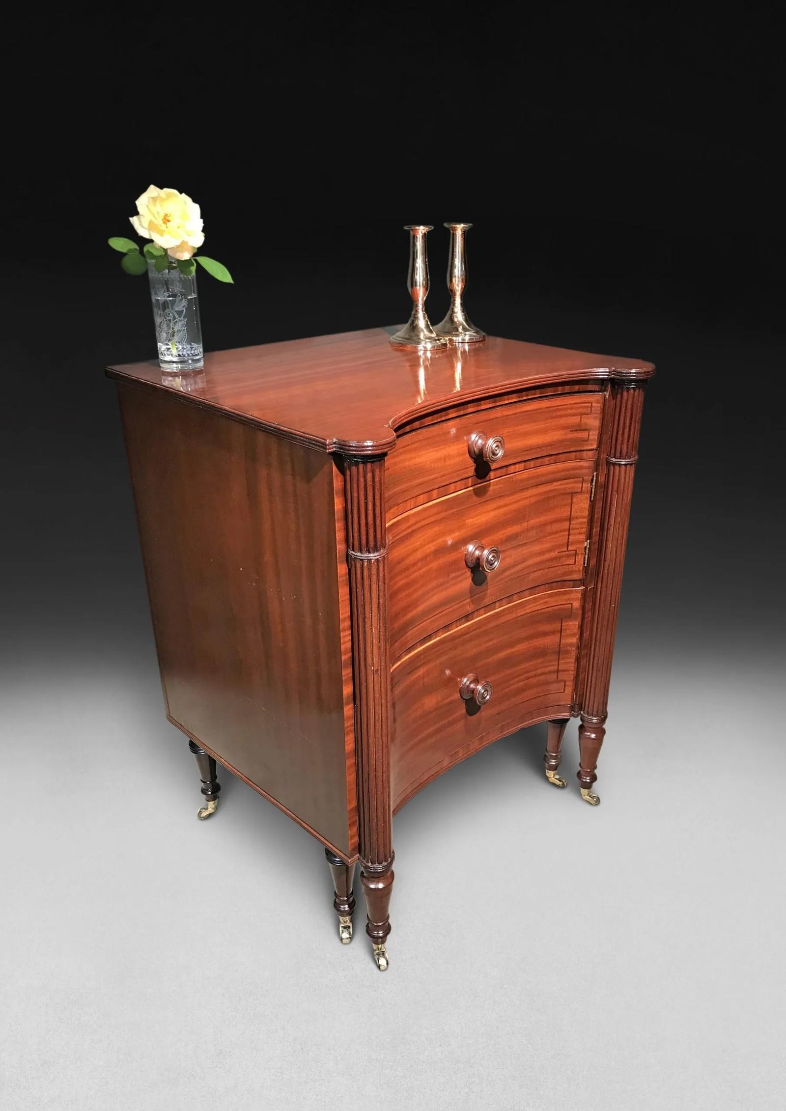 Regency Period Mahogany & Ebony Line Inlaid Concave Fronted Commode (1 of 9)