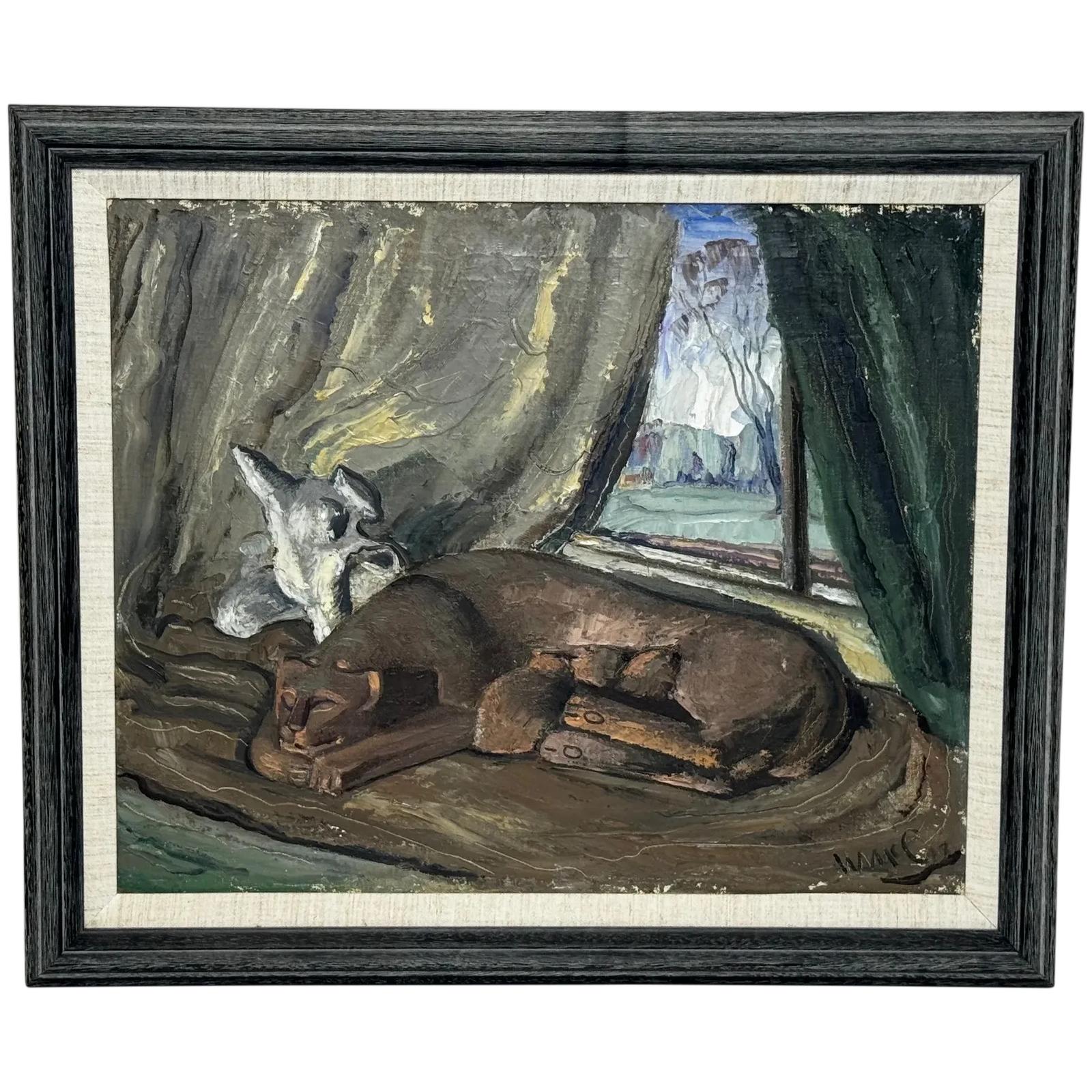 Oil Painting Spring 1947 By William McCance | Cat, Kittens & Postwar Symbolism (1 of 38)