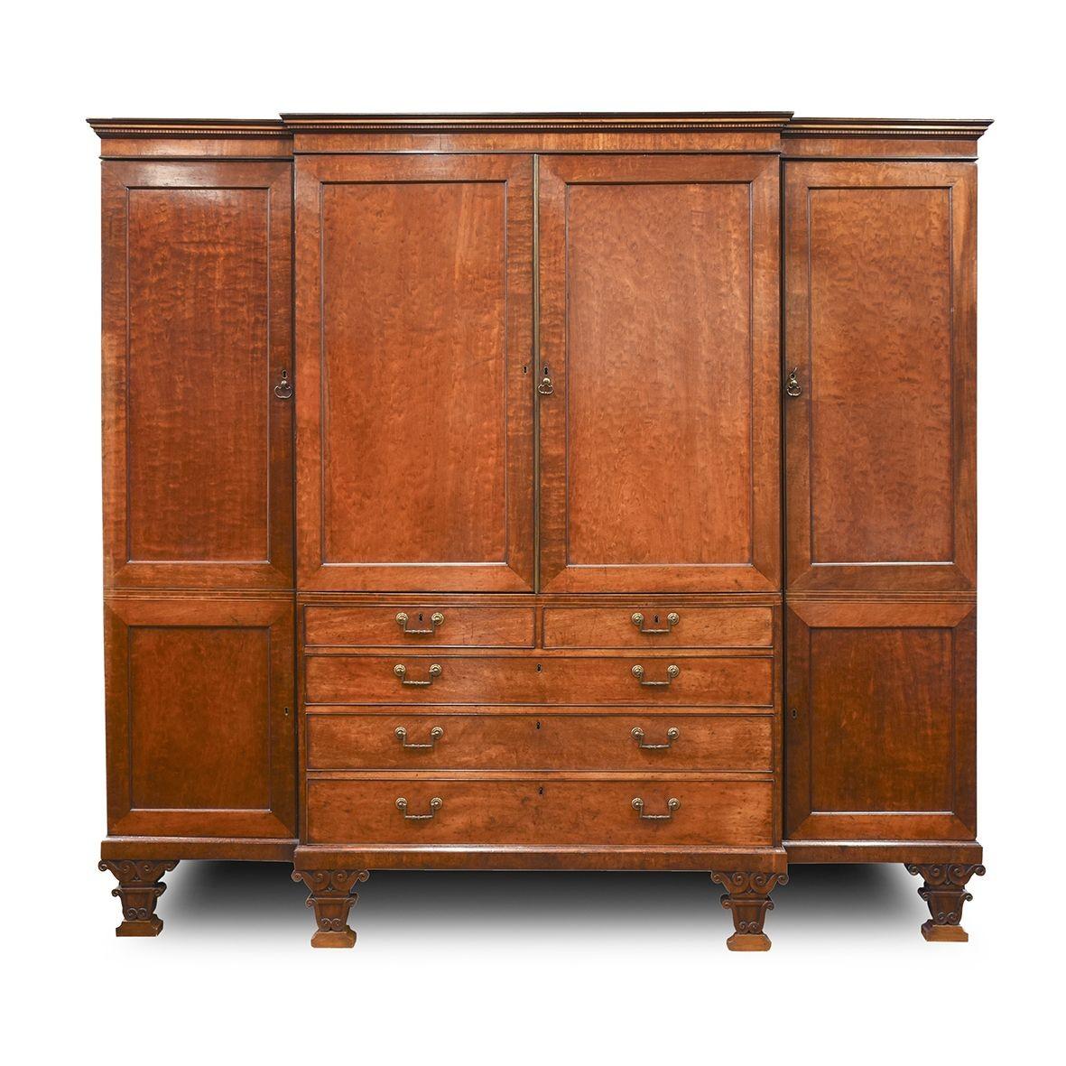 George IV Inlaid 4 Door Breakfront Linen Press (1 of 9)