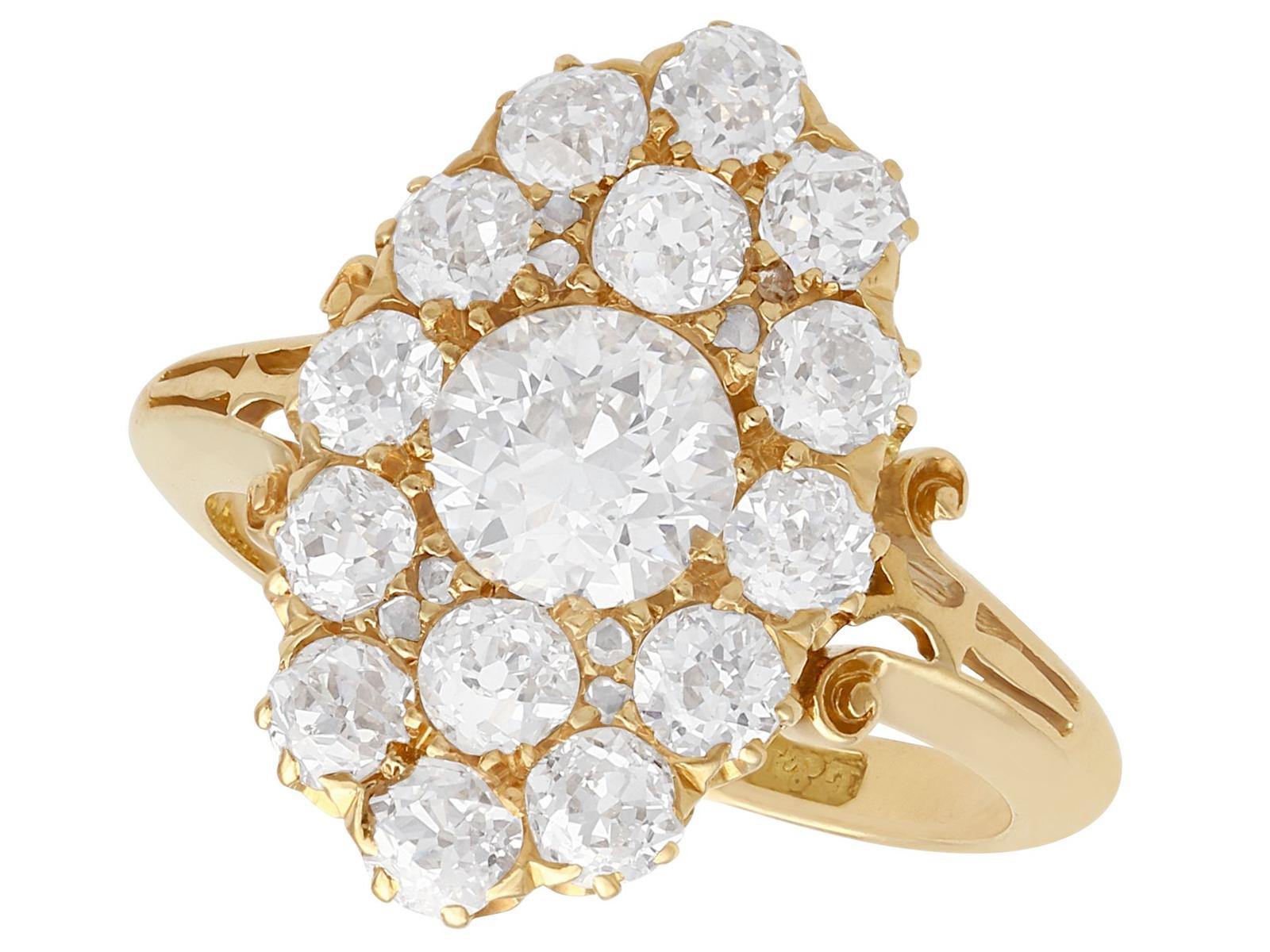 Antique Victorian 2.35ct Diamond & 18ct Yellow Gold Dress Ring (1 of 13)