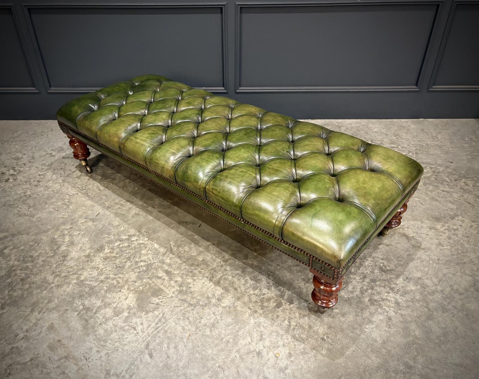 Large William IV Mahogany & Buttoned Leather Footstool (1 of 14)