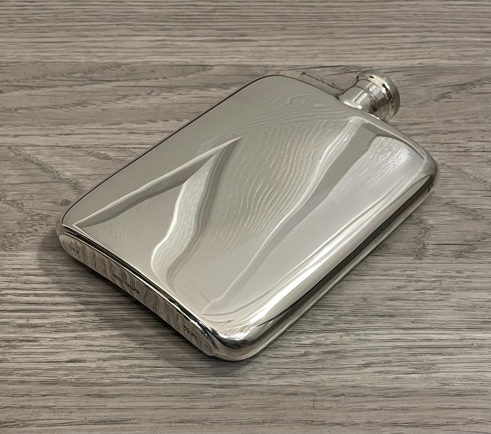 Large George VI Solid Silver Hip Flask (1 of 5) Large George VI Solid Silver Hip Flask (1 of 5)