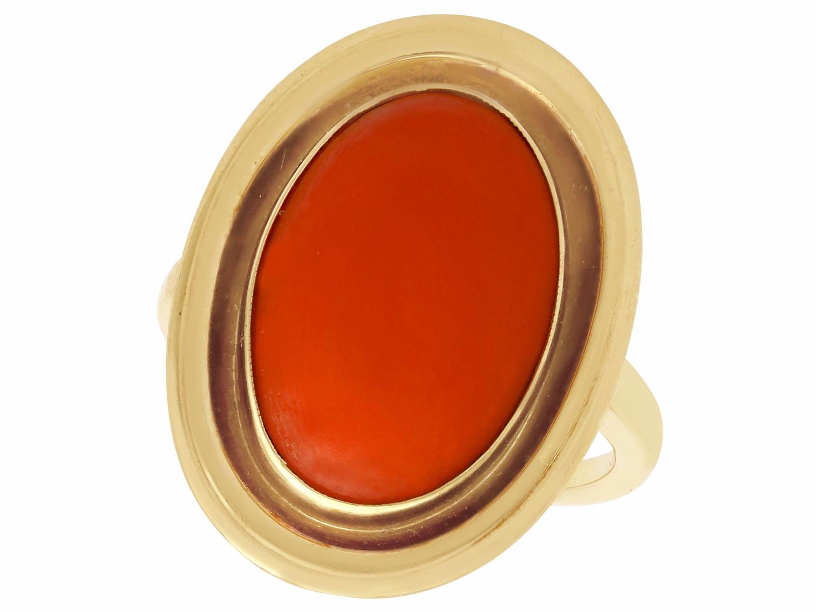 Vintage Coral & 14ct Yellow Gold Dress Ring c.1940 (1 of 10)