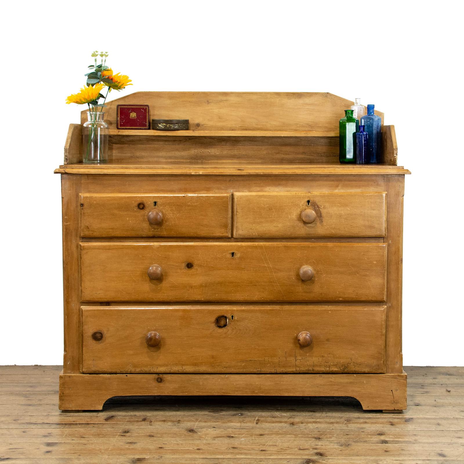 Antique Pine Chest of Drawers with Gallery (1 of 12)