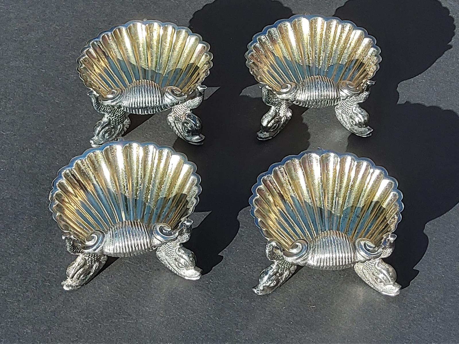 Set of Silver Plate Gilt Scallop Shaped Salts (1 of 5)